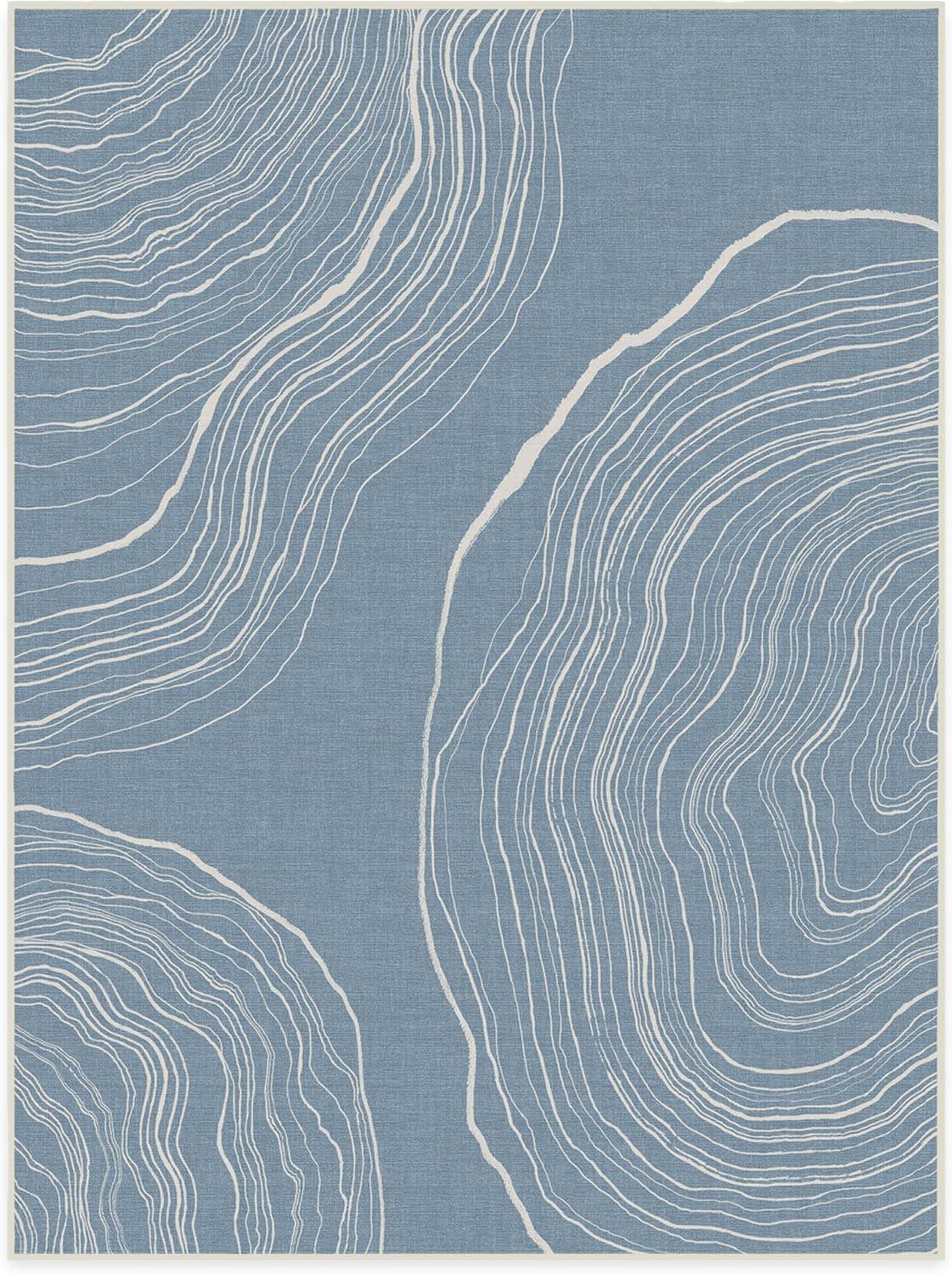 imageRUGGABLE Washable Area Rug Outdoor Watercolor Waves Copper Jade 5x7 StainResistant NonSlip Medium Machine Washable Rugs for Entryway Patio Balcony Deck ampamp Porchwith Standard PadKalder Slate Blue Standard Pad