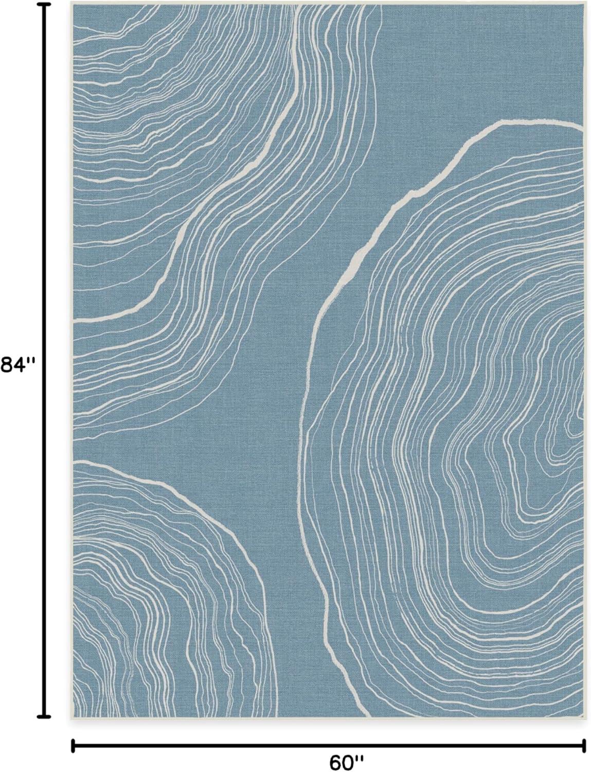imageRUGGABLE Washable Area Rug Outdoor Watercolor Waves Copper Jade 5x7 StainResistant NonSlip Medium Machine Washable Rugs for Entryway Patio Balcony Deck ampamp Porchwith Standard PadKalder Slate Blue Standard Pad