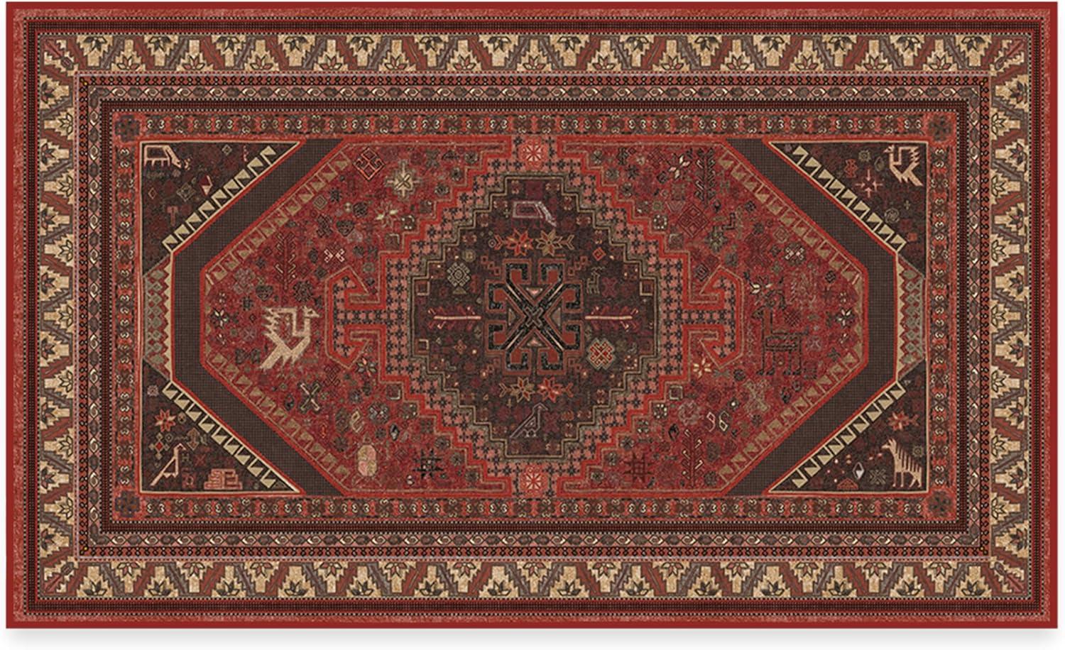 imageRUGGABLE Washable Area Rug Zareen Scarlet Red 6x9 StainResistant NonSlip Medium Machine Washable Rugs for Living Room Bedroom Hallway Entryway ampamp Officewith Standard PadScarlet Red Cushioned Pad