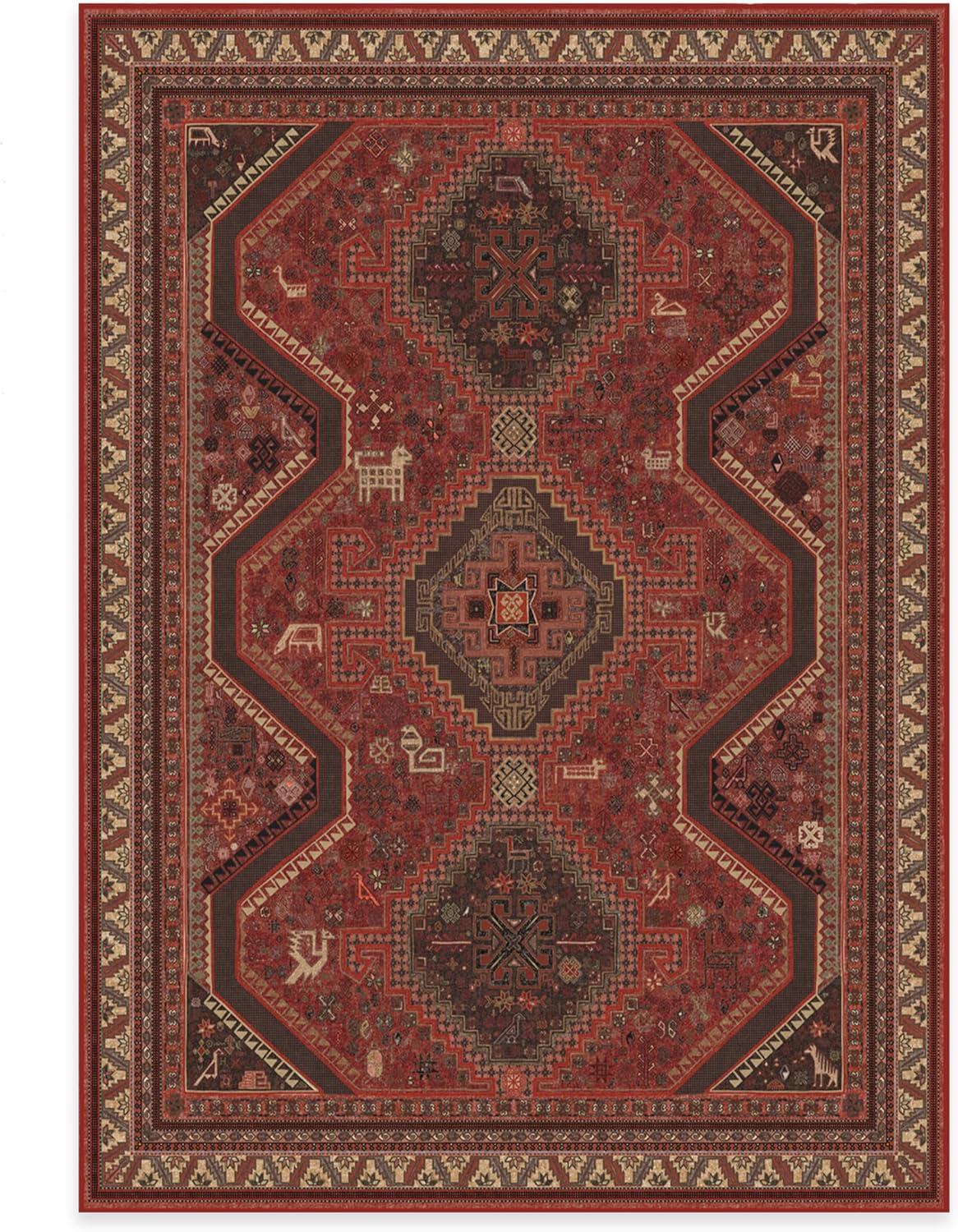 imageRUGGABLE Washable Area Rug Zareen Scarlet Red 6x9 StainResistant NonSlip Medium Machine Washable Rugs for Living Room Bedroom Hallway Entryway ampamp Officewith Standard PadScarlet Red Cushioned Pad