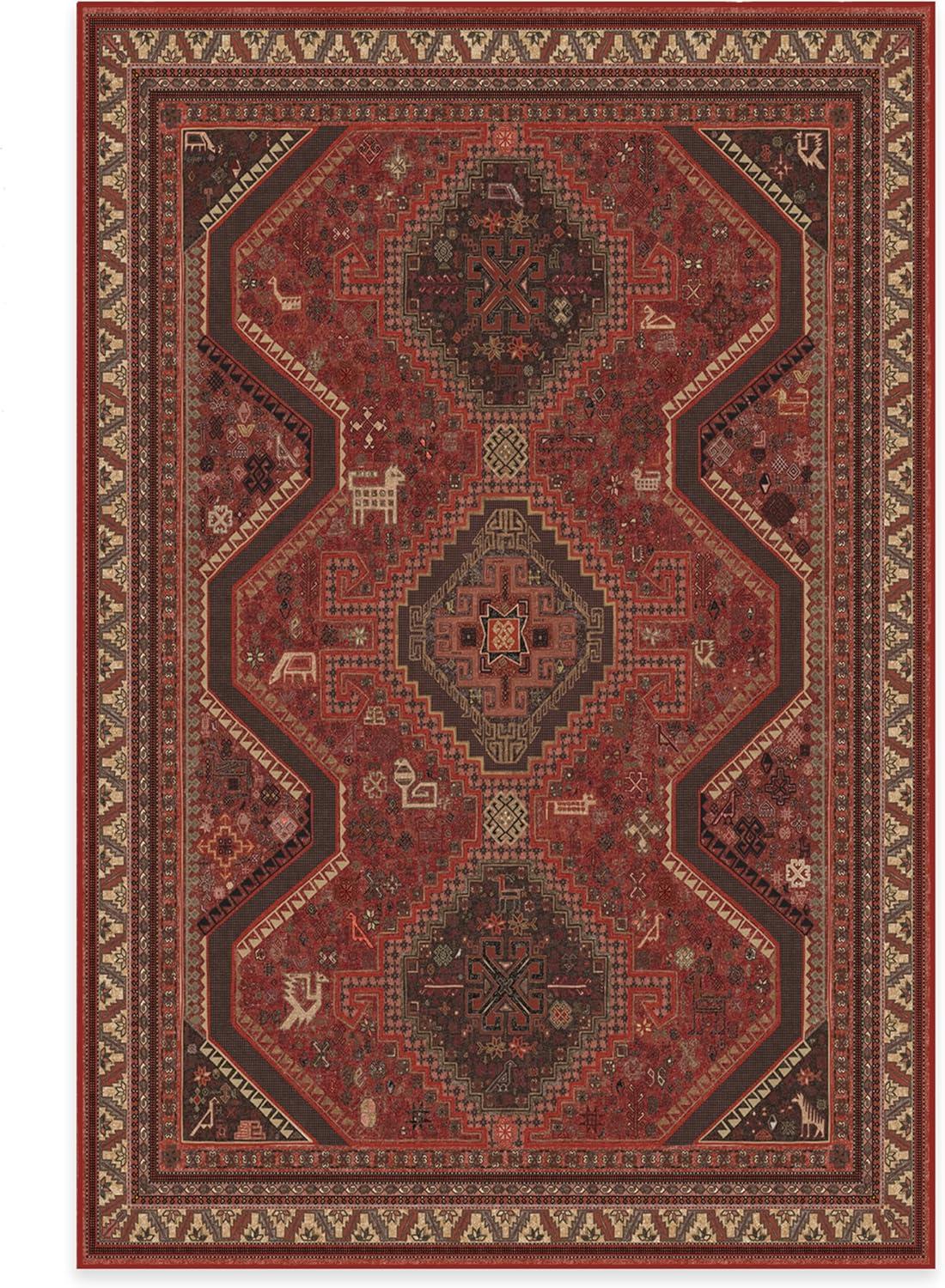 imageRUGGABLE Washable Area Rug Zareen Scarlet Red 6x9 StainResistant NonSlip Medium Machine Washable Rugs for Living Room Bedroom Hallway Entryway ampamp Officewith Standard PadScarlet Red Standard Pad