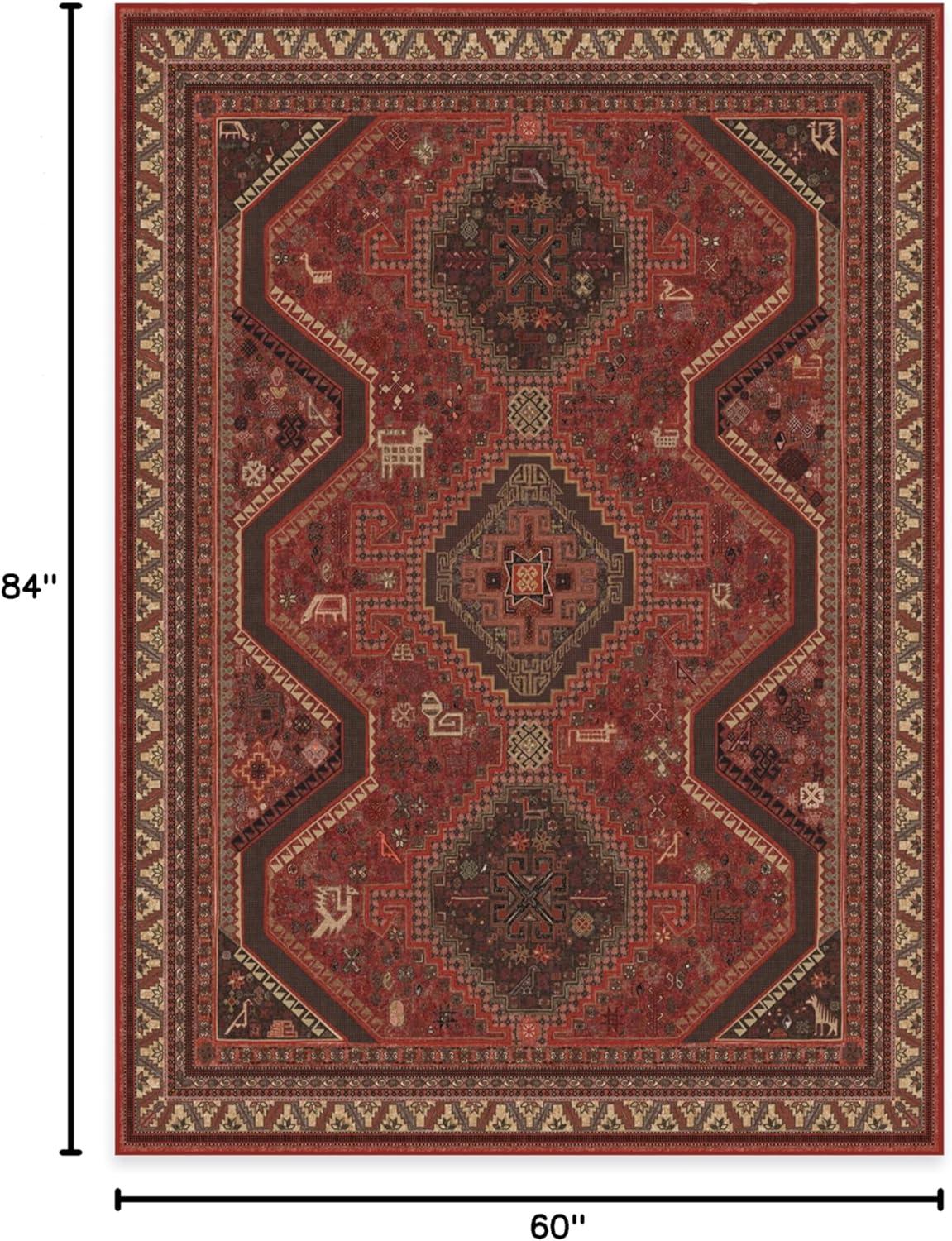imageRUGGABLE Washable Area Rug Zareen Scarlet Red 6x9 StainResistant NonSlip Medium Machine Washable Rugs for Living Room Bedroom Hallway Entryway ampamp Officewith Standard PadScarlet Red Cushioned Pad