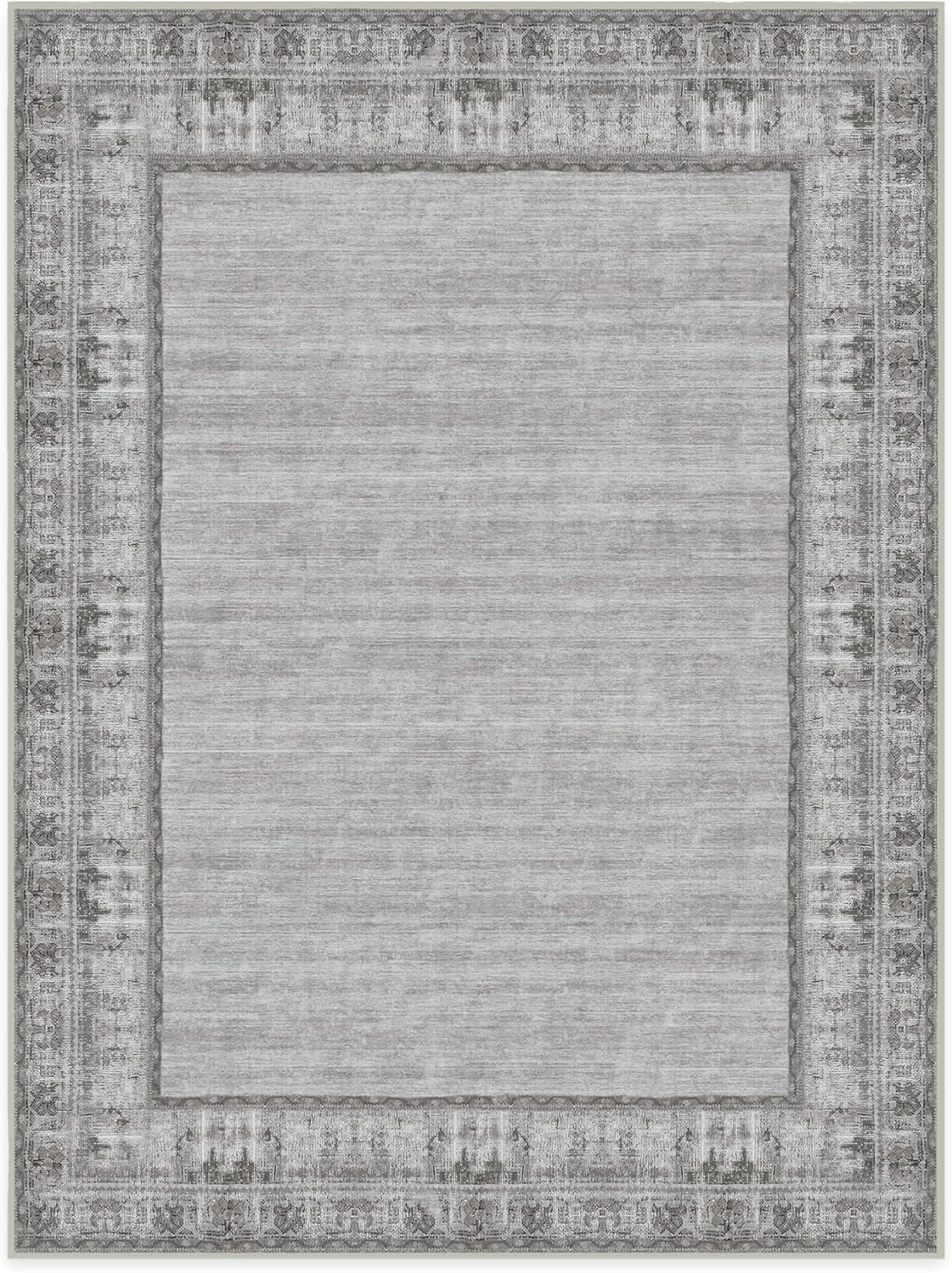 imageRUGGABLE Washable Area Rug Zinnia Blue 3x5 StainResistant NonSlip Small Machine Washable Rugs for Living Room Bedroom Hallway Entryway ampamp Officewith Standard PadGrey Standard Pad