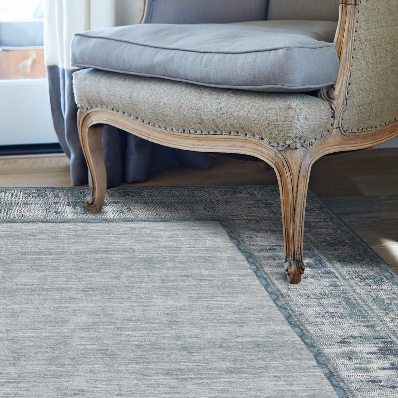 imageRUGGABLE Washable Area Rug Zinnia Blue 3x5 StainResistant NonSlip Small Machine Washable Rugs for Living Room Bedroom Hallway Entryway ampamp Officewith Standard PadBlue Standard Pad