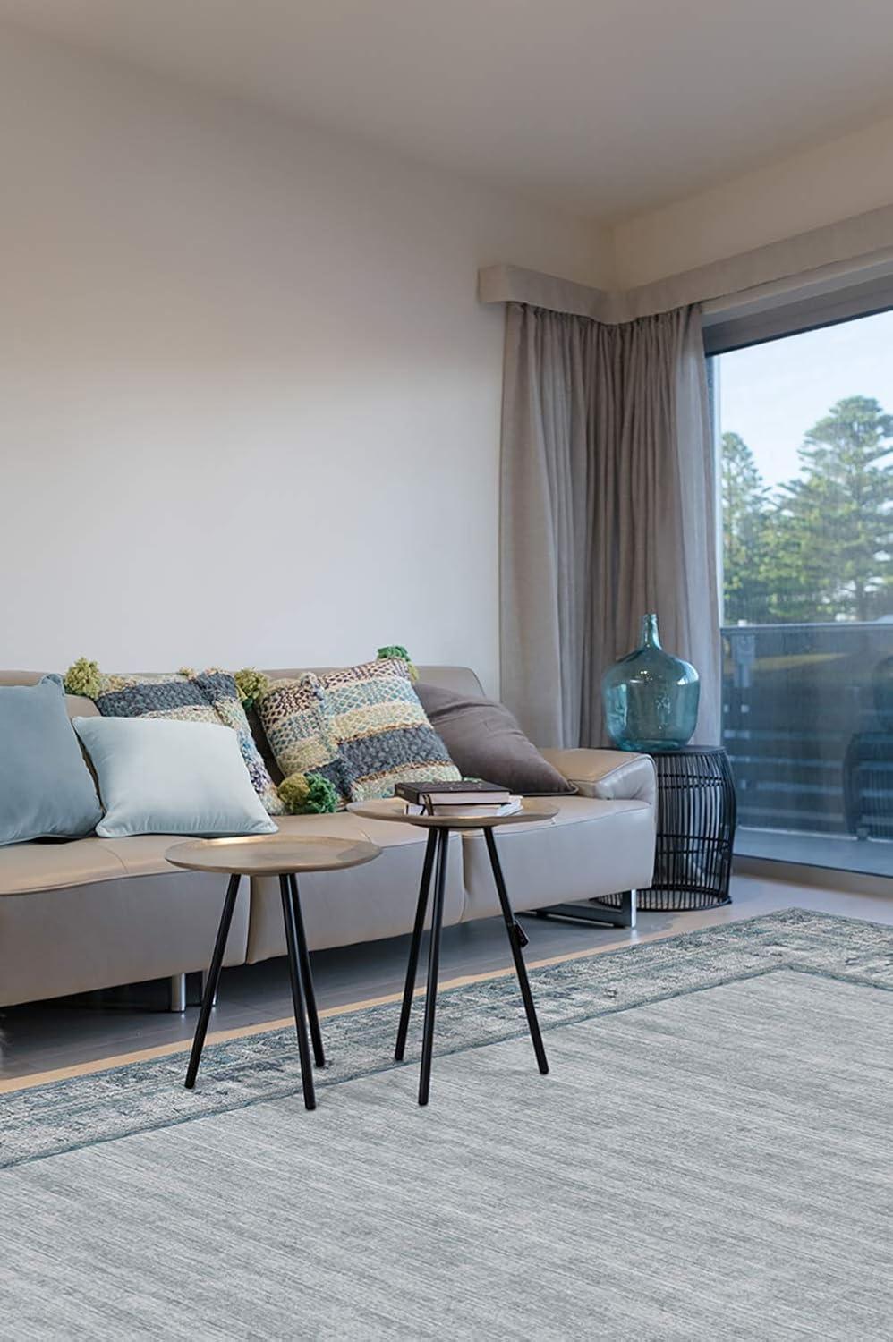 imageRUGGABLE Washable Area Rug Zinnia Blue 3x5 StainResistant NonSlip Small Machine Washable Rugs for Living Room Bedroom Hallway Entryway ampamp Officewith Standard PadBlue Standard Pad