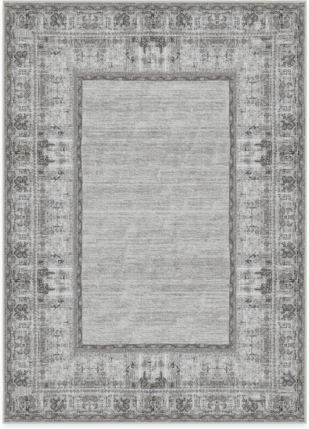 imageRUGGABLE Washable Area Rug Zinnia Blue 3x5 StainResistant NonSlip Small Machine Washable Rugs for Living Room Bedroom Hallway Entryway ampamp Officewith Standard PadGrey Standard Pad