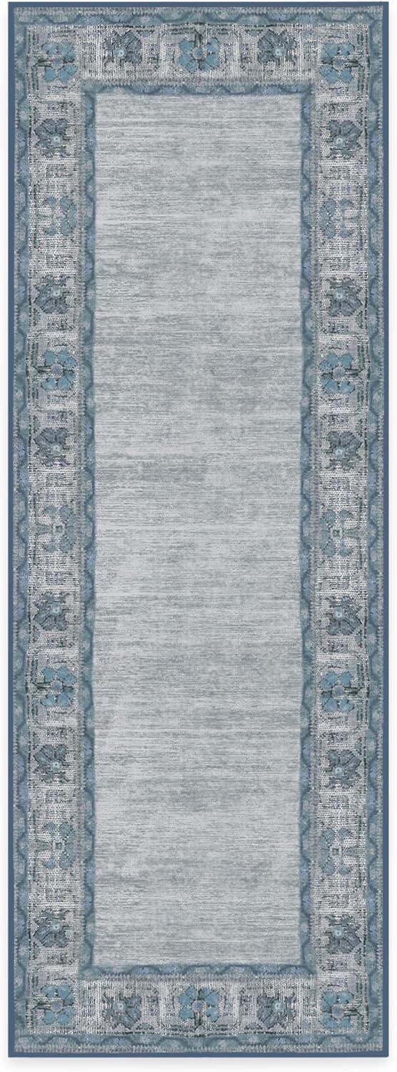 imageRUGGABLE Washable Area Rug Zinnia Blue 3x5 StainResistant NonSlip Small Machine Washable Rugs for Living Room Bedroom Hallway Entryway ampamp Officewith Standard PadBlue Cushioned Pad