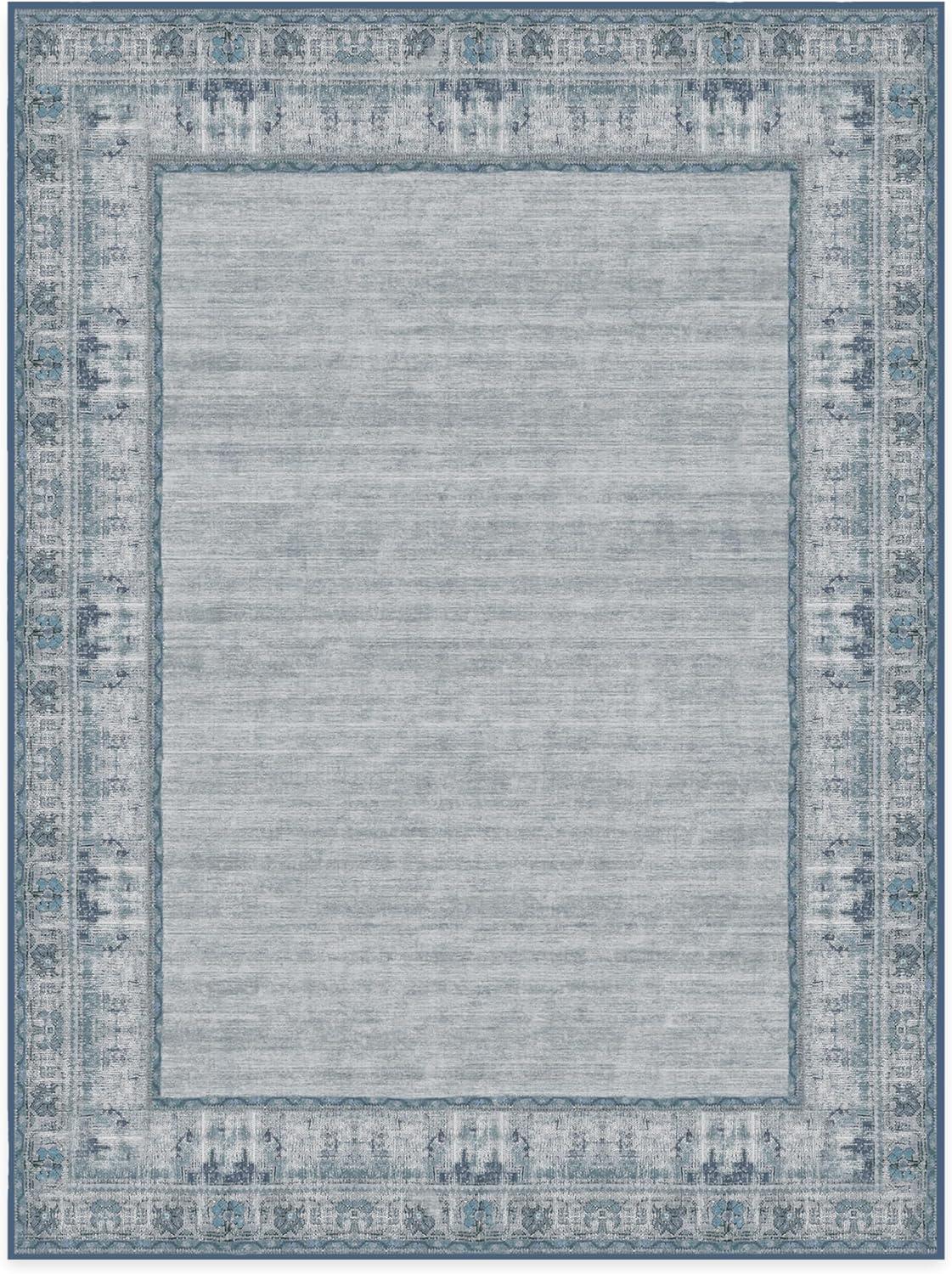 imageRUGGABLE Washable Area Rug Zinnia Blue 3x5 StainResistant NonSlip Small Machine Washable Rugs for Living Room Bedroom Hallway Entryway ampamp Officewith Standard PadBlue Standard Pad