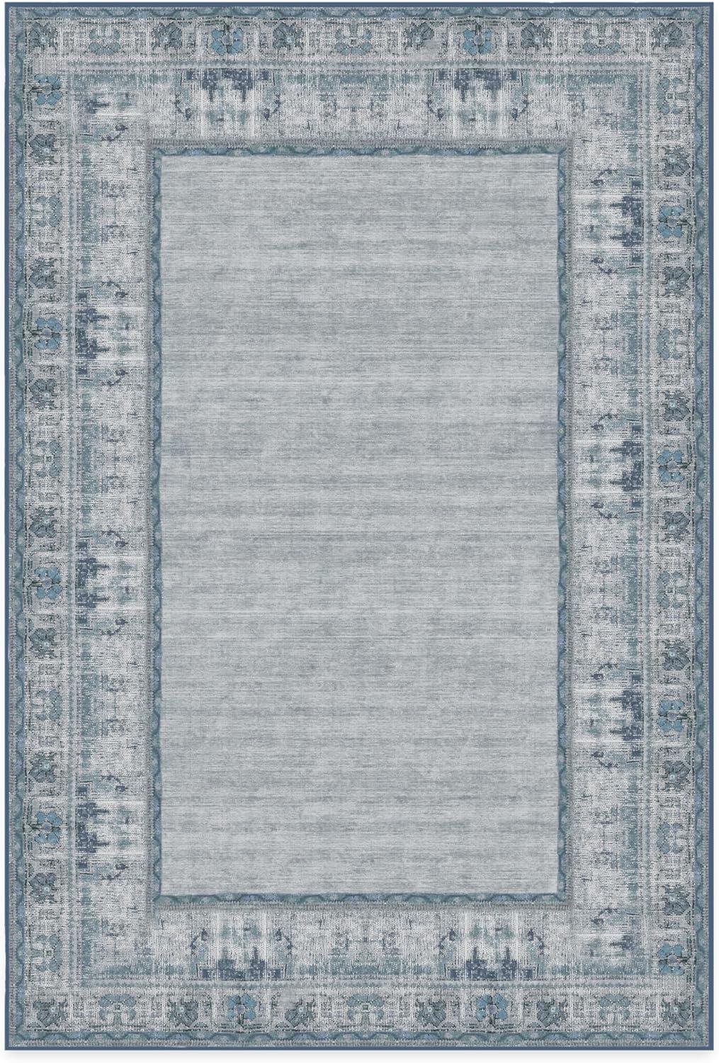 imageRUGGABLE Washable Area Rug Zinnia Blue 3x5 StainResistant NonSlip Small Machine Washable Rugs for Living Room Bedroom Hallway Entryway ampamp Officewith Standard PadBlue Standard Pad