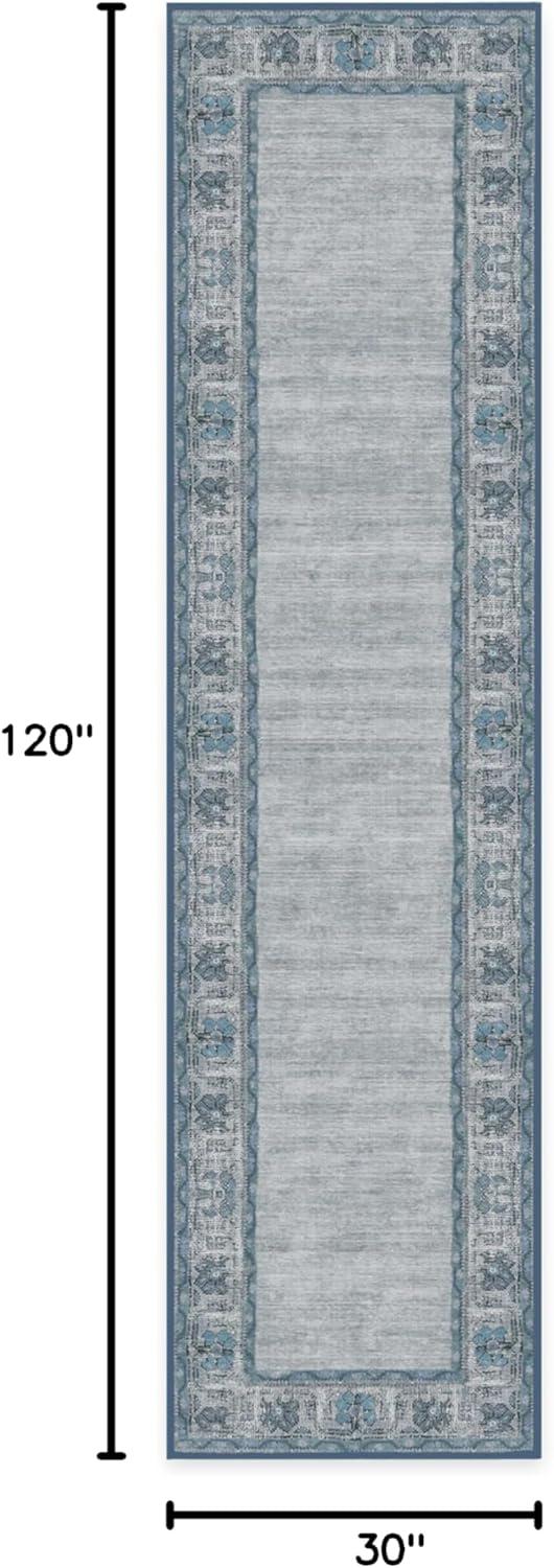 imageRUGGABLE Washable Area Rug Zinnia Blue 3x5 StainResistant NonSlip Small Machine Washable Rugs for Living Room Bedroom Hallway Entryway ampamp Officewith Standard PadBlue Cushioned Pad