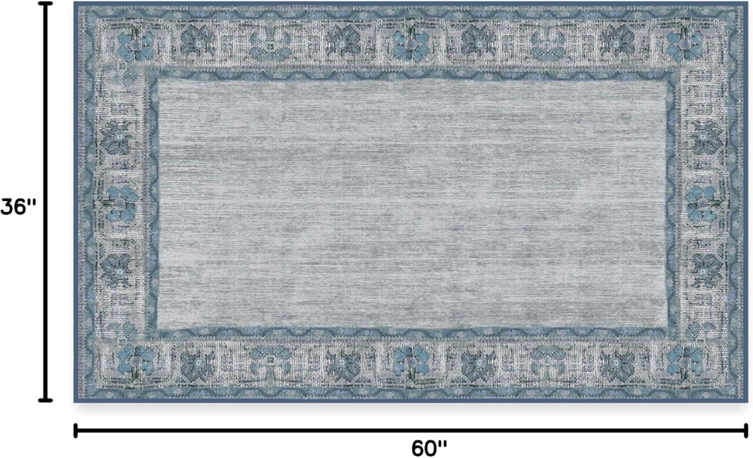 imageRUGGABLE Washable Area Rug Zinnia Blue 3x5 StainResistant NonSlip Small Machine Washable Rugs for Living Room Bedroom Hallway Entryway ampamp Officewith Standard PadBlue Cushioned Pad