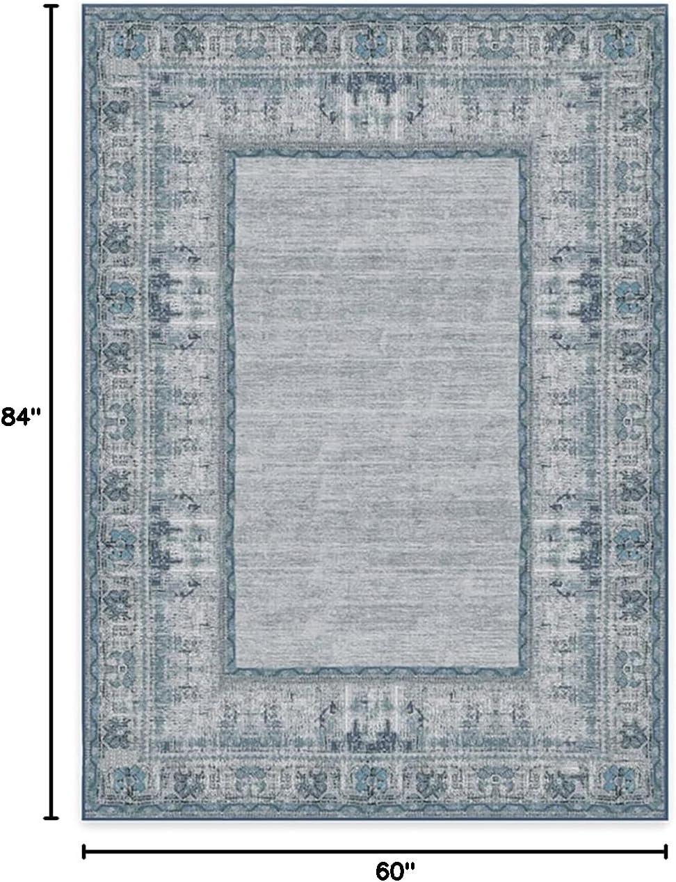 imageRUGGABLE Washable Area Rug Zinnia Blue 3x5 StainResistant NonSlip Small Machine Washable Rugs for Living Room Bedroom Hallway Entryway ampamp Officewith Standard PadBlue Cushioned Pad