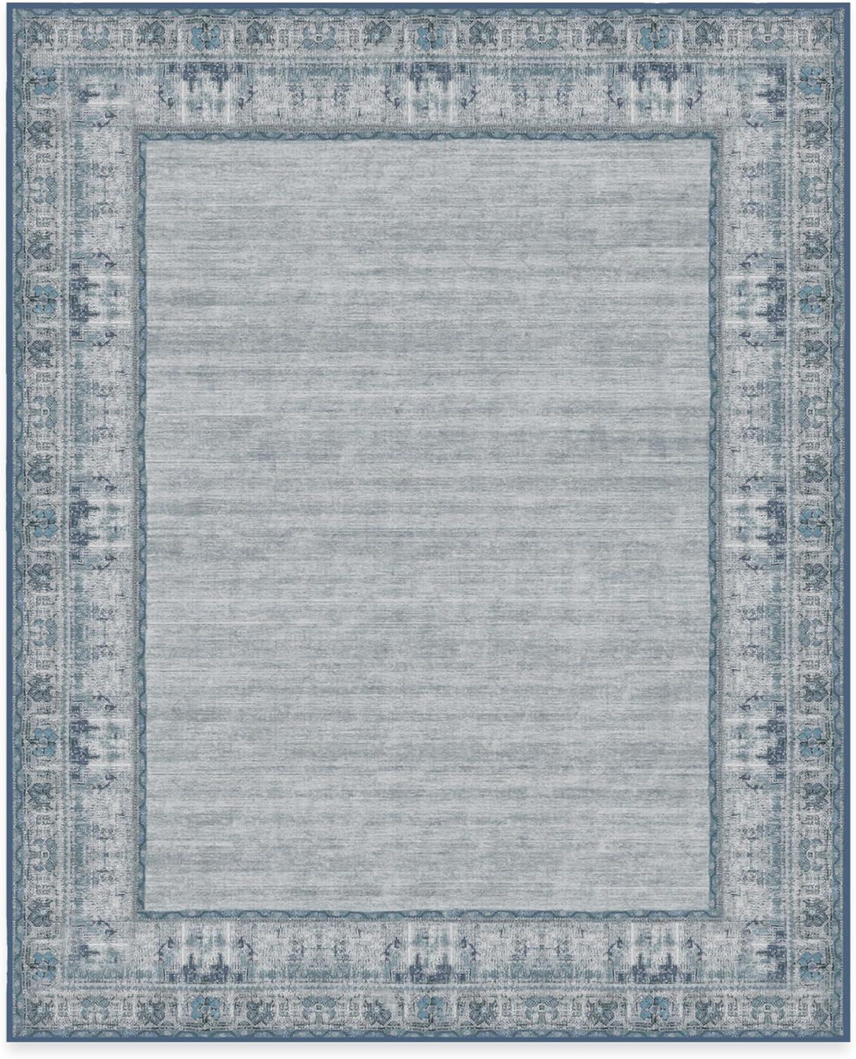 imageRUGGABLE Washable Area Rug Zinnia Blue 3x5 StainResistant NonSlip Small Machine Washable Rugs for Living Room Bedroom Hallway Entryway ampamp Officewith Standard PadBlue Cushioned Pad