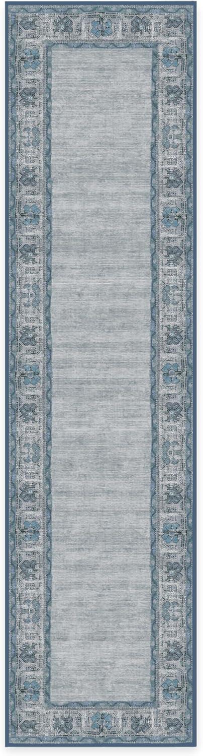 imageRUGGABLE Washable Area Rug Zinnia Blue 3x5 StainResistant NonSlip Small Machine Washable Rugs for Living Room Bedroom Hallway Entryway ampamp Officewith Standard PadBlue Cushioned Pad