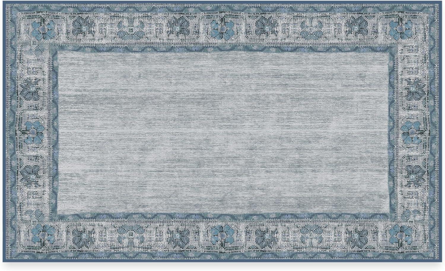 imageRUGGABLE Washable Area Rug Zinnia Blue 3x5 StainResistant NonSlip Small Machine Washable Rugs for Living Room Bedroom Hallway Entryway ampamp Officewith Standard PadBlue Standard Pad