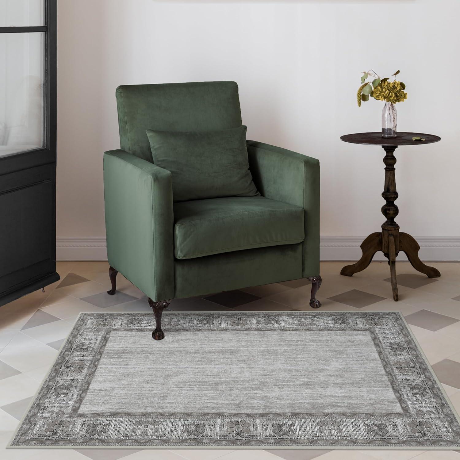 imageRUGGABLE Washable Area Rug Zinnia Blue 3x5 StainResistant NonSlip Small Machine Washable Rugs for Living Room Bedroom Hallway Entryway ampamp Officewith Standard PadGrey Standard Pad