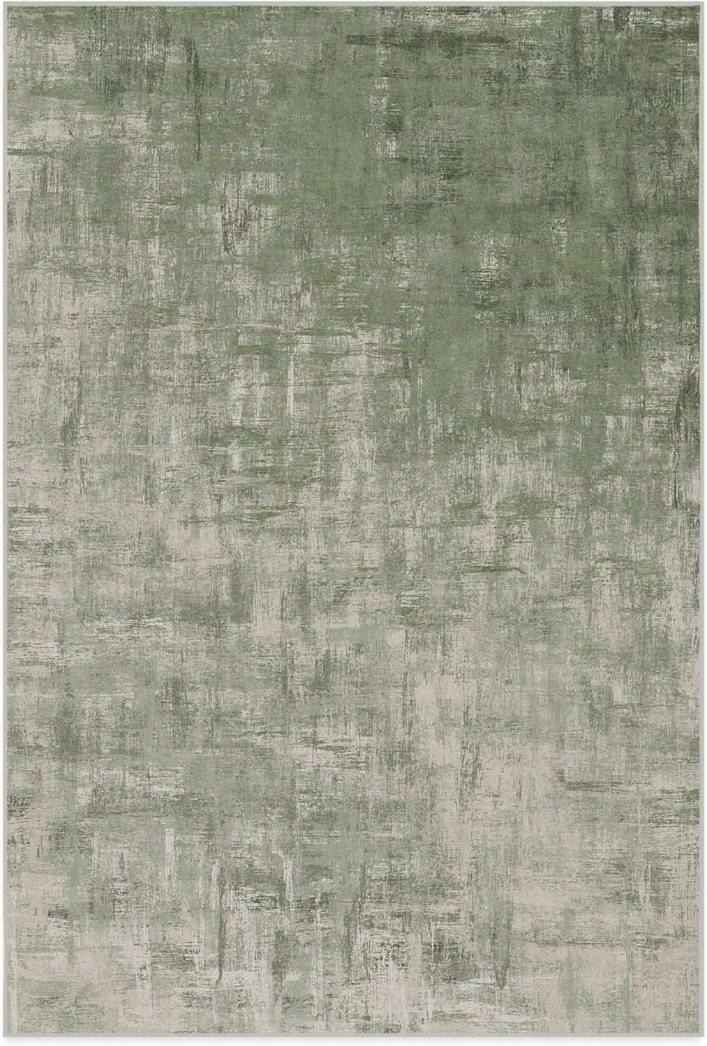 imageRUGGABLE Washable Modern Area Rug Impasto Natural 3x5 StainResistant NonSlip Small Machine Washable Rugs for Living Room Bedroom Hallway Entryway ampamp Officewith Standard PadSage Green Standard Pad
