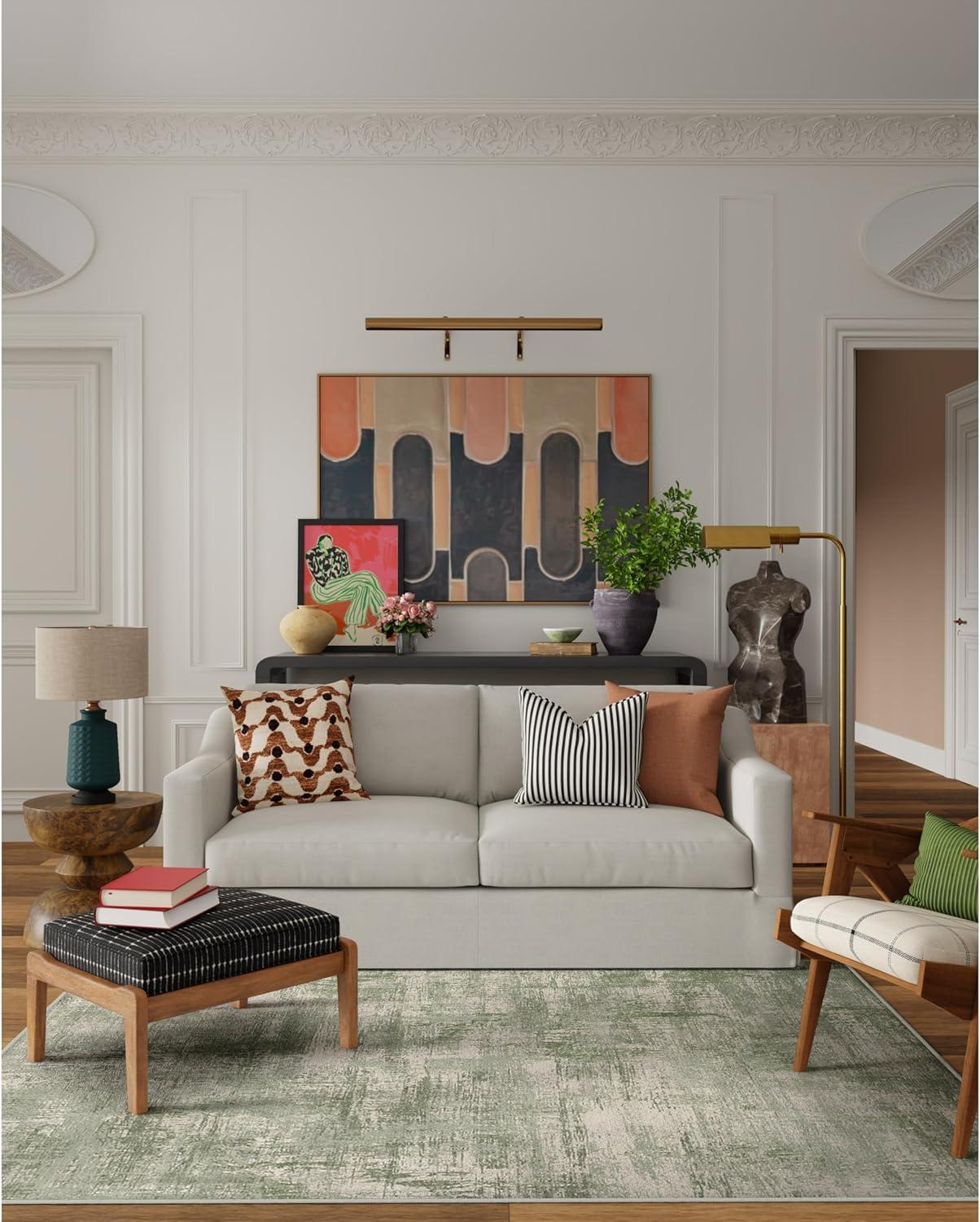 imageRUGGABLE Washable Modern Area Rug Impasto Natural 3x5 StainResistant NonSlip Small Machine Washable Rugs for Living Room Bedroom Hallway Entryway ampamp Officewith Standard PadSage Green Standard Pad