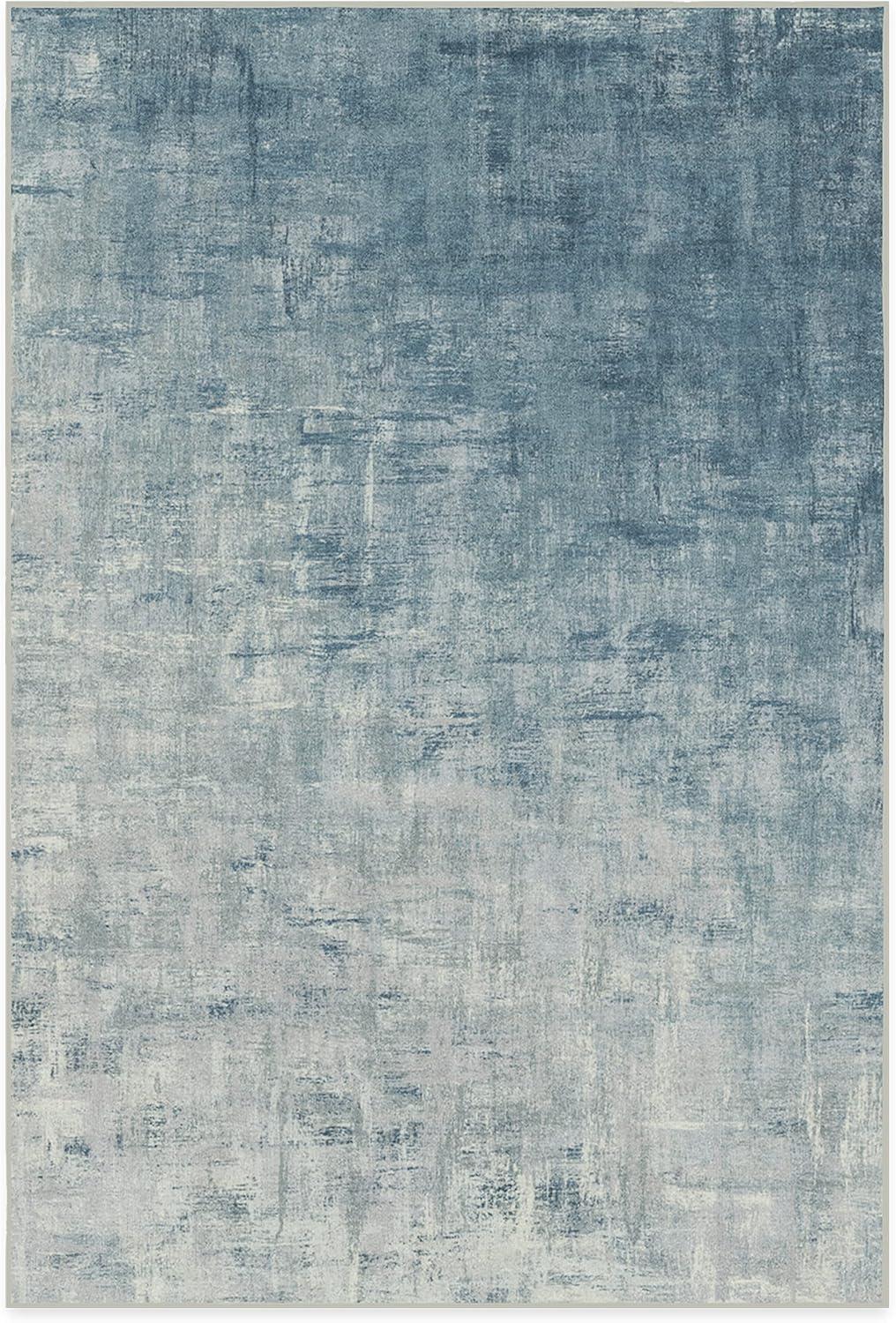 imageRUGGABLE Washable Modern Area Rug Impasto Natural 3x5 StainResistant NonSlip Small Machine Washable Rugs for Living Room Bedroom Hallway Entryway ampamp Officewith Standard PadSlate Blue Standard Pad