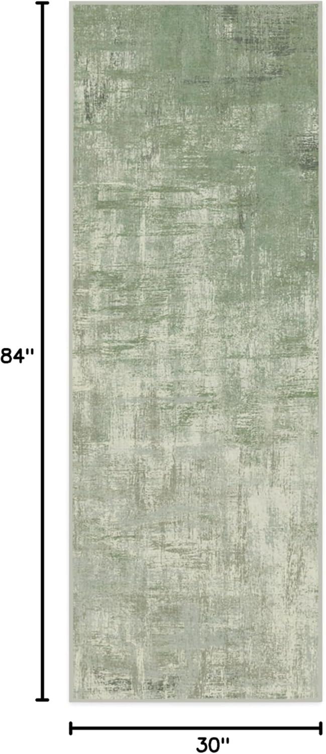 imageRUGGABLE Washable Modern Area Rug Impasto Natural 3x5 StainResistant NonSlip Small Machine Washable Rugs for Living Room Bedroom Hallway Entryway ampamp Officewith Standard PadSage Green Cushioned Pad