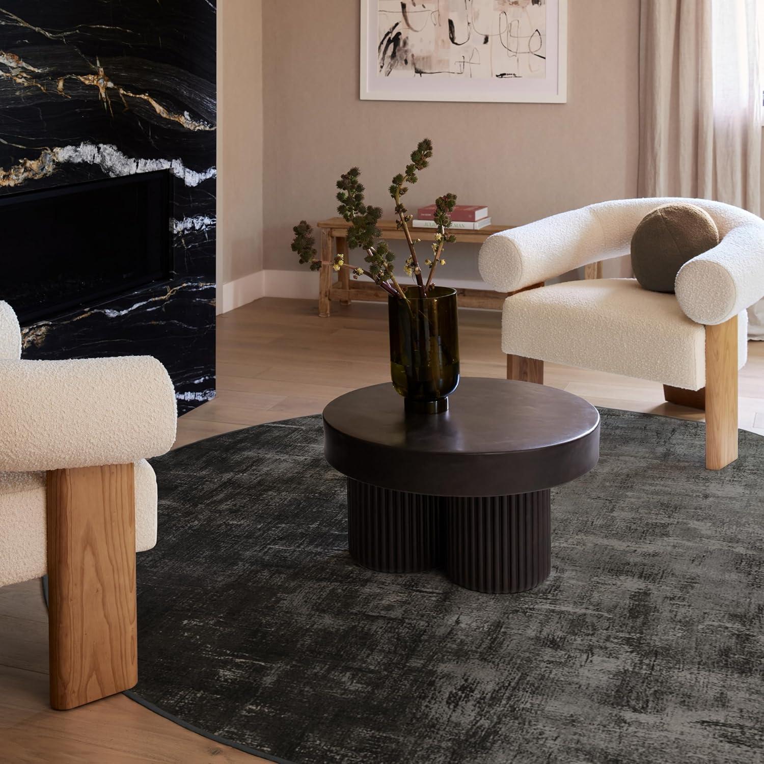 imageRUGGABLE Washable Modern Area Rug Impasto Natural 3x5 StainResistant NonSlip Small Machine Washable Rugs for Living Room Bedroom Hallway Entryway ampamp Officewith Standard PadGreyscale Cushioned Pad