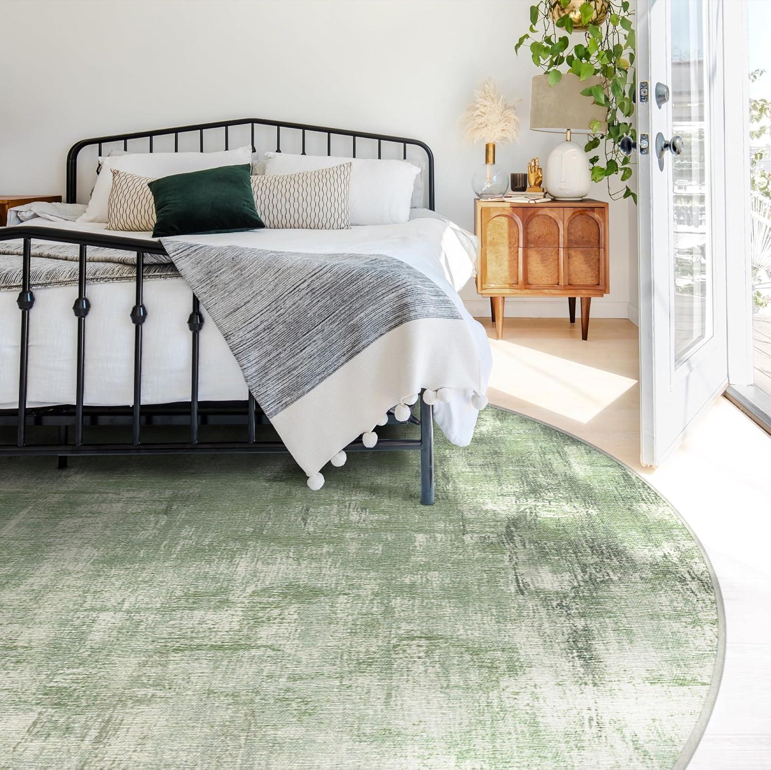 imageRUGGABLE Washable Modern Area Rug Impasto Natural 3x5 StainResistant NonSlip Small Machine Washable Rugs for Living Room Bedroom Hallway Entryway ampamp Officewith Standard PadSage Green Standard Pad