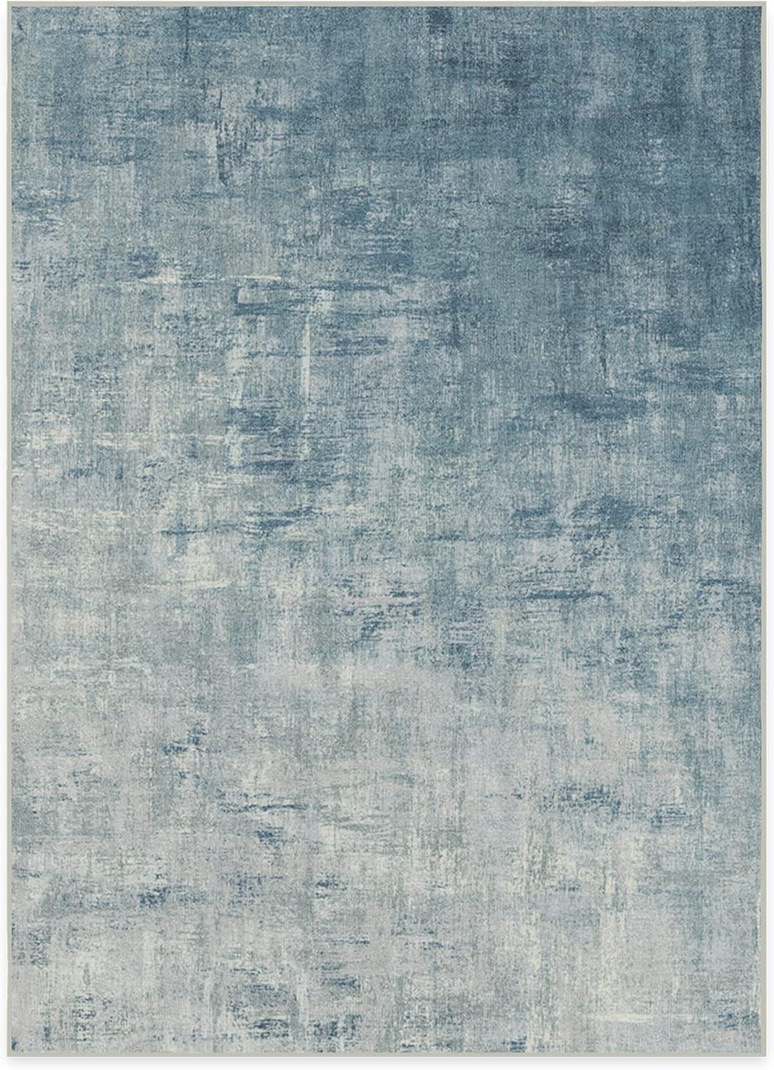 imageRUGGABLE Washable Modern Area Rug Impasto Natural 3x5 StainResistant NonSlip Small Machine Washable Rugs for Living Room Bedroom Hallway Entryway ampamp Officewith Standard PadSlate Blue Cushioned Pad