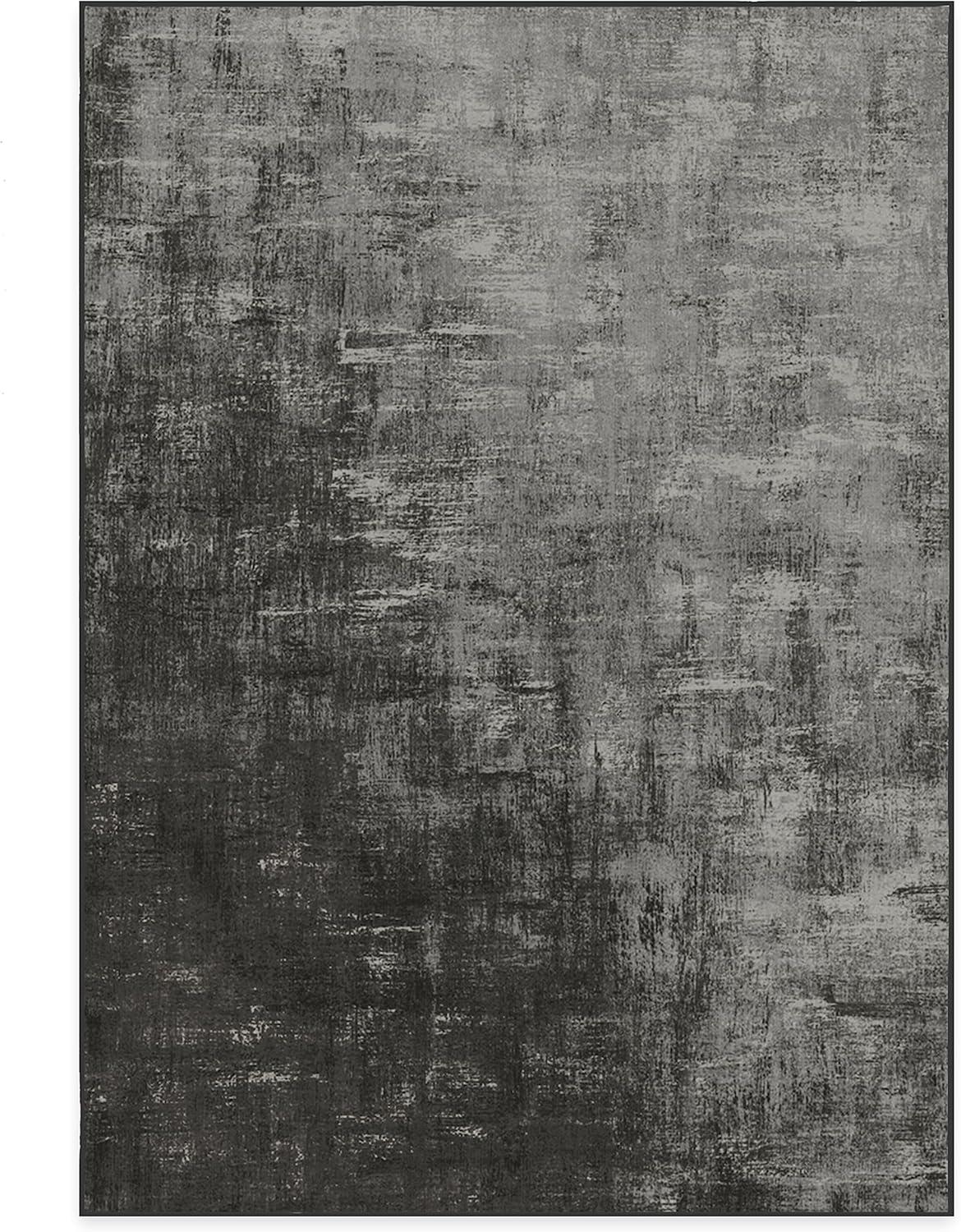 imageRUGGABLE Washable Modern Area Rug Impasto Natural 3x5 StainResistant NonSlip Small Machine Washable Rugs for Living Room Bedroom Hallway Entryway ampamp Officewith Standard PadGreyscale Cushioned Pad
