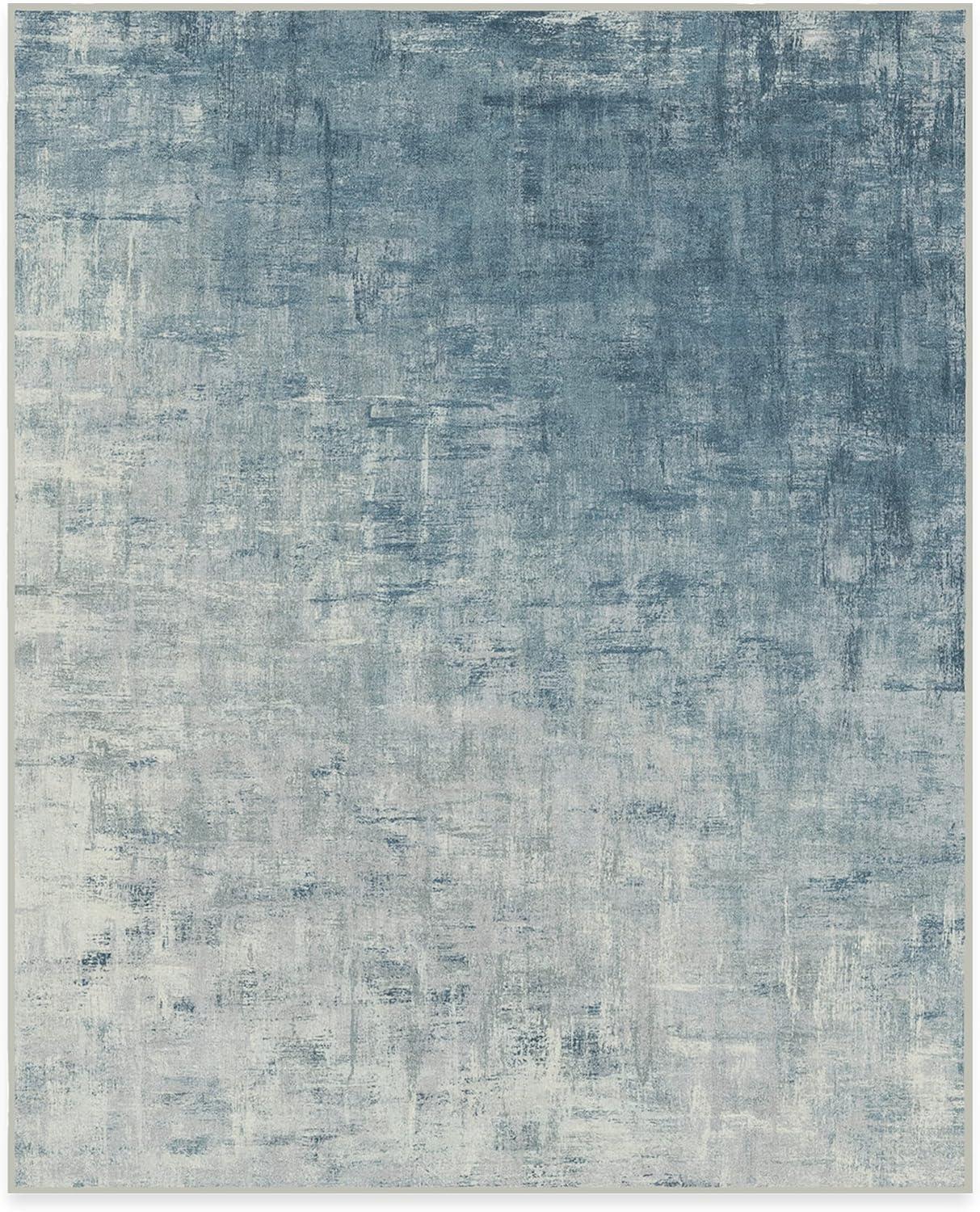 imageRUGGABLE Washable Modern Area Rug Impasto Natural 3x5 StainResistant NonSlip Small Machine Washable Rugs for Living Room Bedroom Hallway Entryway ampamp Officewith Standard PadSlate Blue Standard Pad