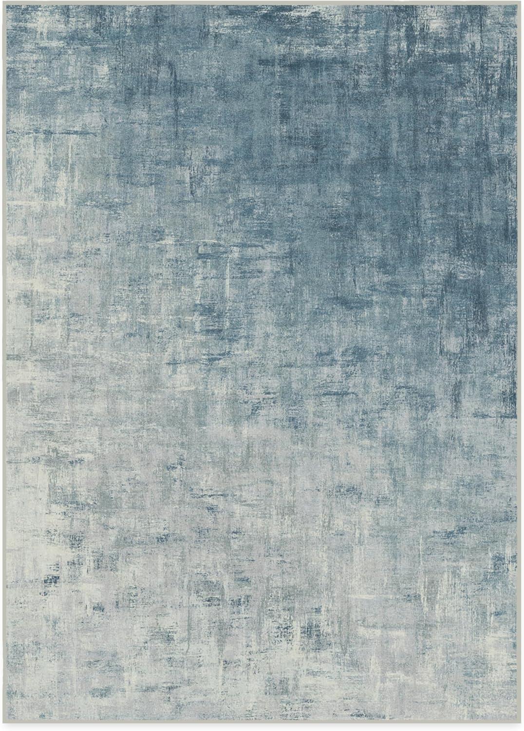 imageRUGGABLE Washable Modern Area Rug Impasto Natural 3x5 StainResistant NonSlip Small Machine Washable Rugs for Living Room Bedroom Hallway Entryway ampamp Officewith Standard PadSlate Blue Standard Pad
