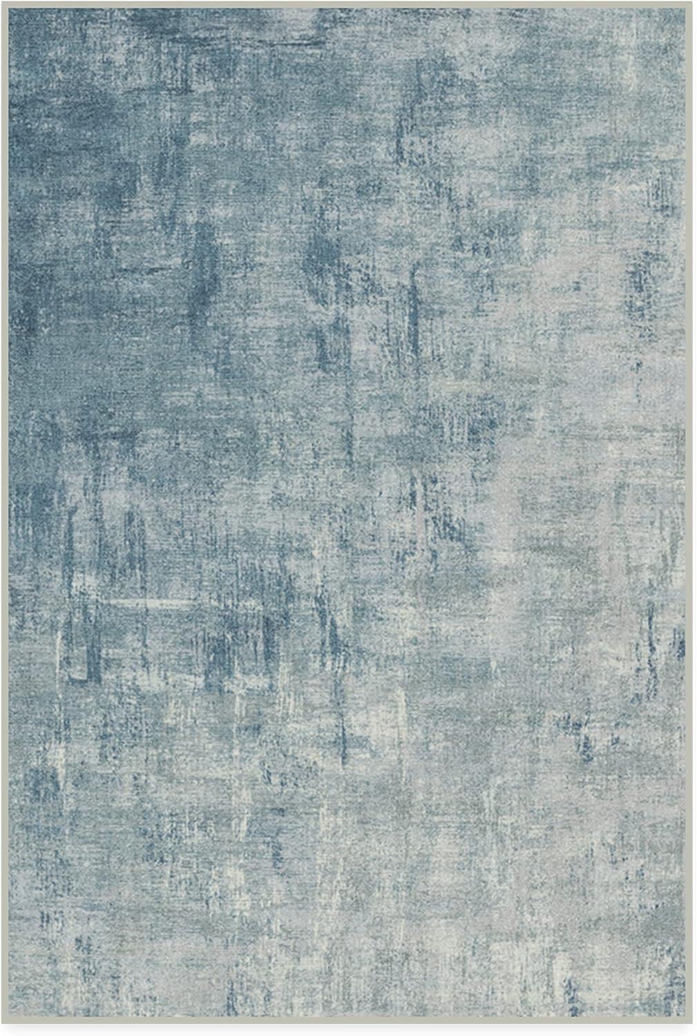imageRUGGABLE Washable Modern Area Rug Impasto Natural 3x5 StainResistant NonSlip Small Machine Washable Rugs for Living Room Bedroom Hallway Entryway ampamp Officewith Standard PadSlate Blue Standard Pad