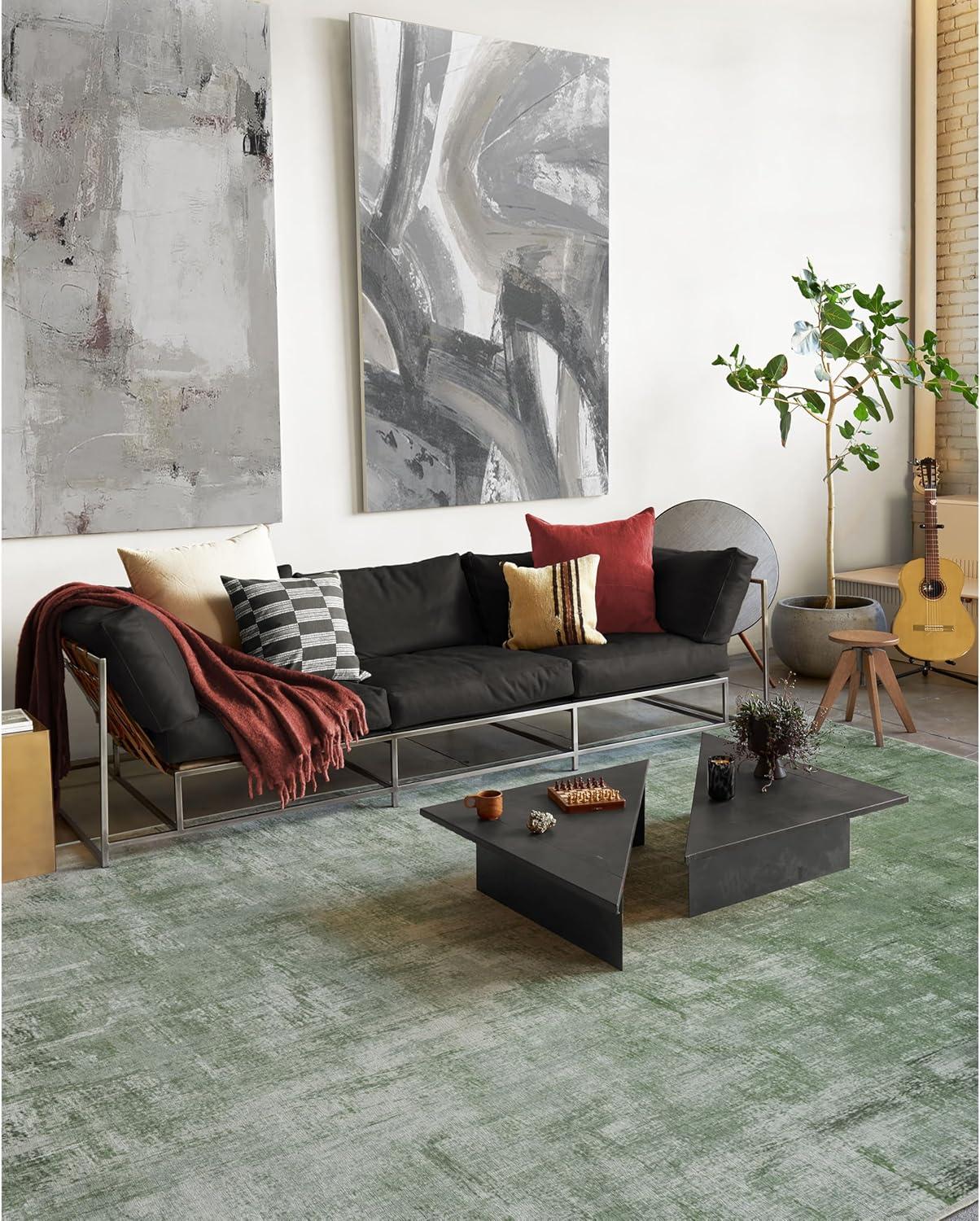 imageRUGGABLE Washable Modern Area Rug Impasto Natural 3x5 StainResistant NonSlip Small Machine Washable Rugs for Living Room Bedroom Hallway Entryway ampamp Officewith Standard PadSage Green Cushioned Pad