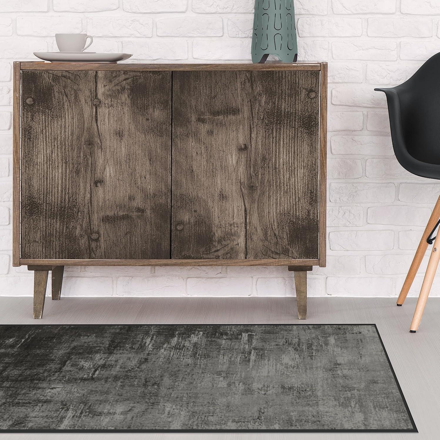 imageRUGGABLE Washable Modern Area Rug Impasto Natural 3x5 StainResistant NonSlip Small Machine Washable Rugs for Living Room Bedroom Hallway Entryway ampamp Officewith Standard PadGreyscale Cushioned Pad