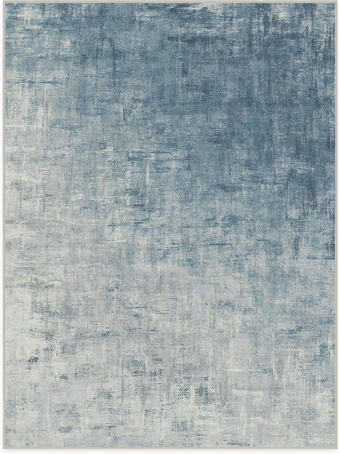 imageRUGGABLE Washable Modern Area Rug Impasto Natural 3x5 StainResistant NonSlip Small Machine Washable Rugs for Living Room Bedroom Hallway Entryway ampamp Officewith Standard PadSlate Blue Cushioned Pad