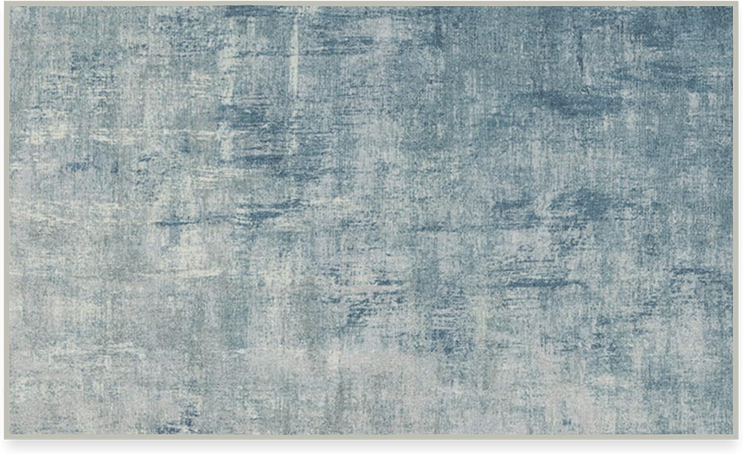 imageRUGGABLE Washable Modern Area Rug Impasto Natural 3x5 StainResistant NonSlip Small Machine Washable Rugs for Living Room Bedroom Hallway Entryway ampamp Officewith Standard PadSlate Blue Cushioned Pad