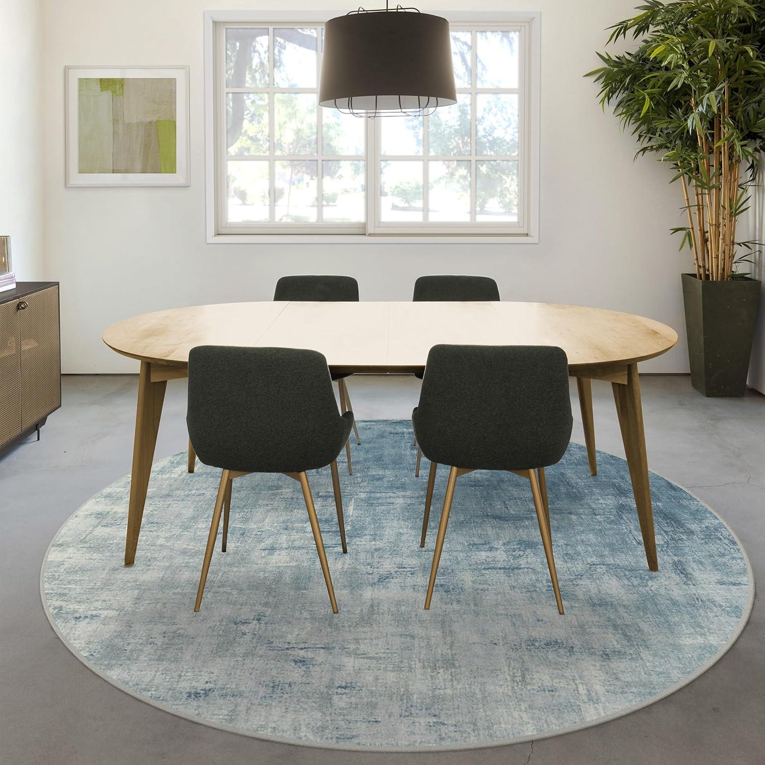 imageRUGGABLE Washable Modern Area Rug Impasto Natural 3x5 StainResistant NonSlip Small Machine Washable Rugs for Living Room Bedroom Hallway Entryway ampamp Officewith Standard PadSlate Blue Standard Pad