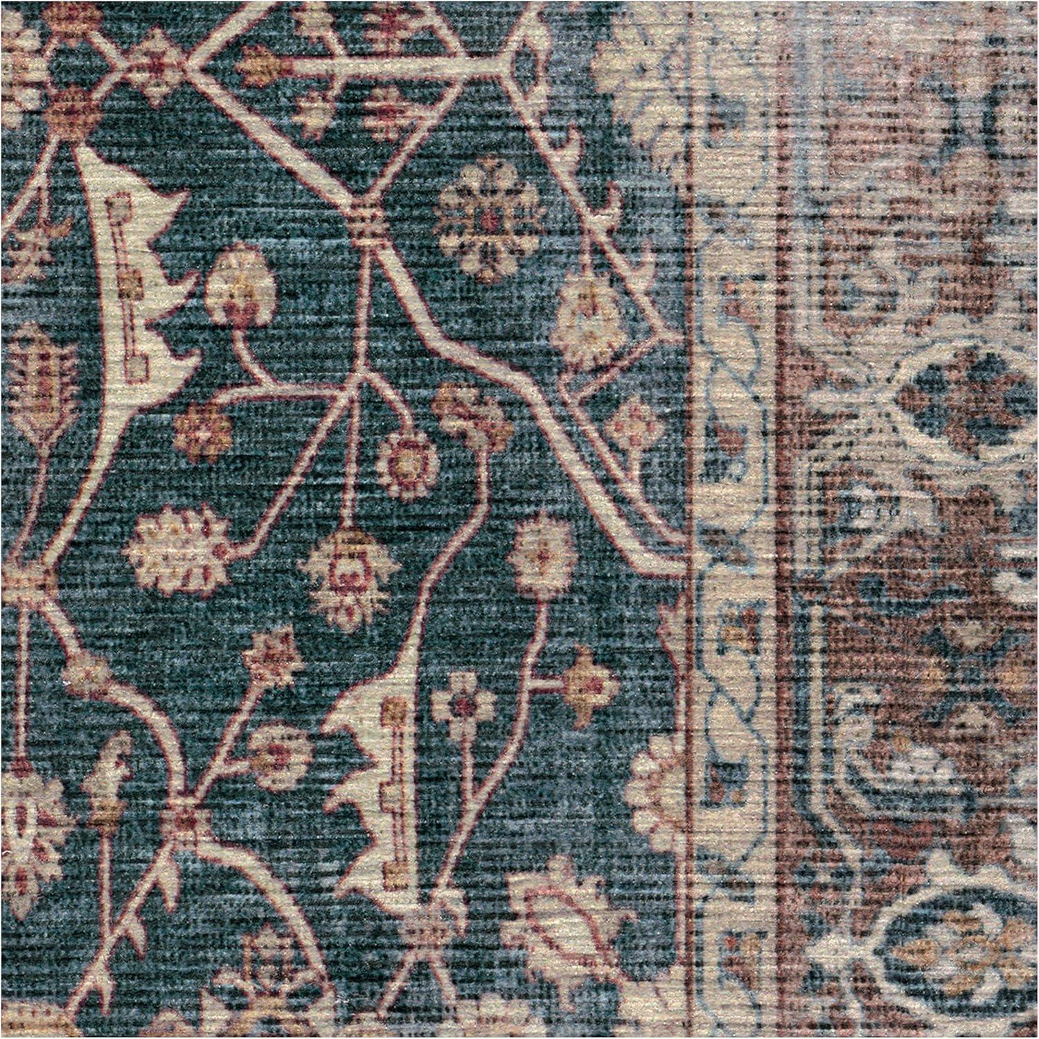 imageRUGGABLE Washable Vintage Area Rug  Celestine Coral 3x5 StainResistant NonSlip  Small Machine Washable Rugs for Living Room Bedroom Hallway Entryway ampamp Officewith Standard PadTeal Blue  Standard Pad