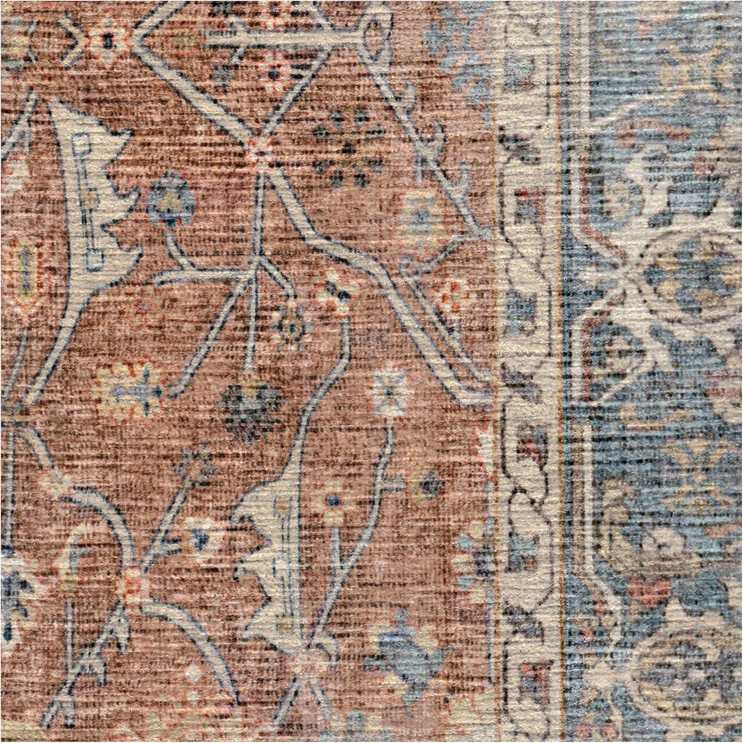 imageRUGGABLE Washable Vintage Area Rug Celestine Coral 3x5 StainResistant NonSlip Small Machine Washable Rugs for Living Room Bedroom Hallway Entryway ampamp Officewith Standard PadCoral Standard Pad