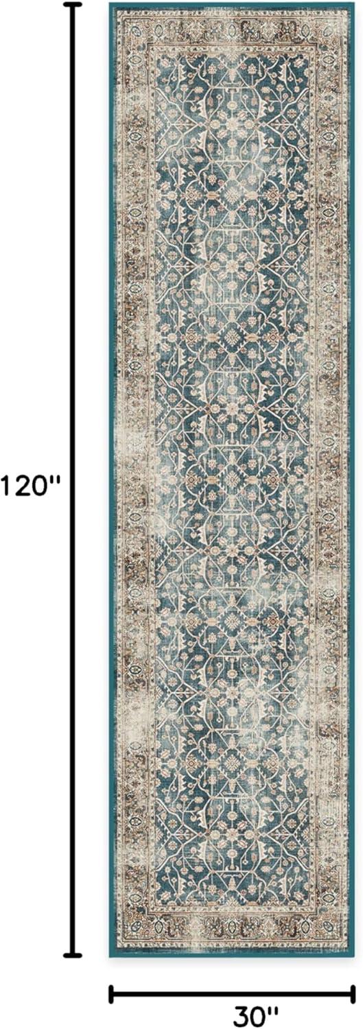imageRUGGABLE Washable Vintage Area Rug  Celestine Coral 3x5 StainResistant NonSlip  Small Machine Washable Rugs for Living Room Bedroom Hallway Entryway ampamp Officewith Standard PadTeal Blue  Standard Pad