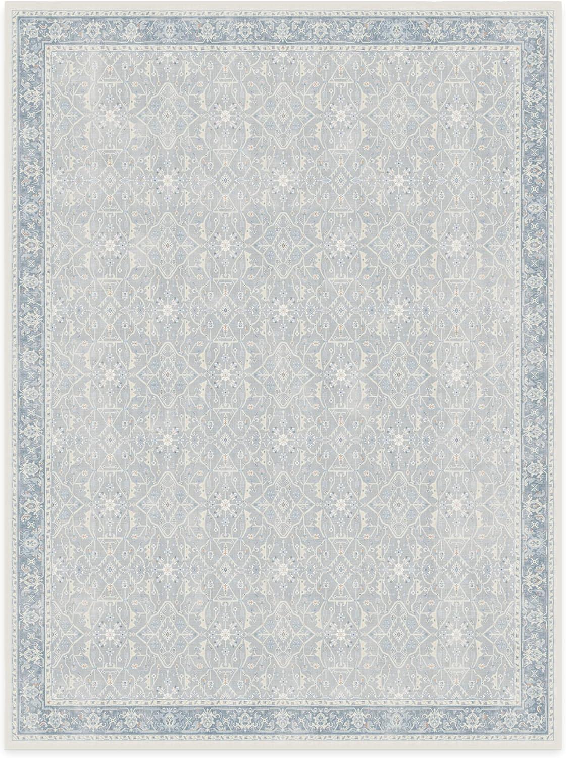 imageRUGGABLE Washable Vintage Area Rug Celestine Coral 3x5 StainResistant NonSlip Small Machine Washable Rugs for Living Room Bedroom Hallway Entryway ampamp Officewith Standard PadSoft Blue Cushioned Pad