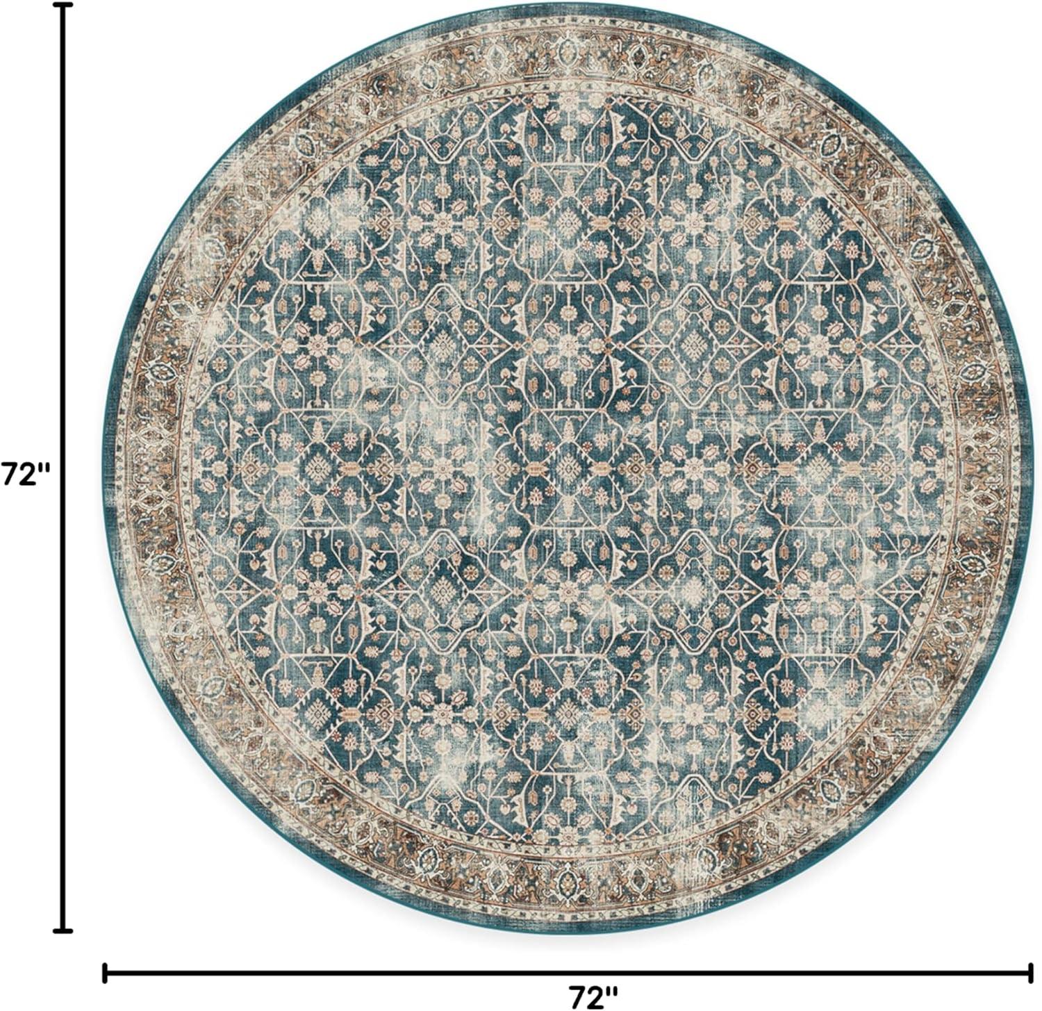 imageRUGGABLE Washable Vintage Area Rug  Celestine Coral 3x5 StainResistant NonSlip  Small Machine Washable Rugs for Living Room Bedroom Hallway Entryway ampamp Officewith Standard PadTeal Blue  Standard Pad