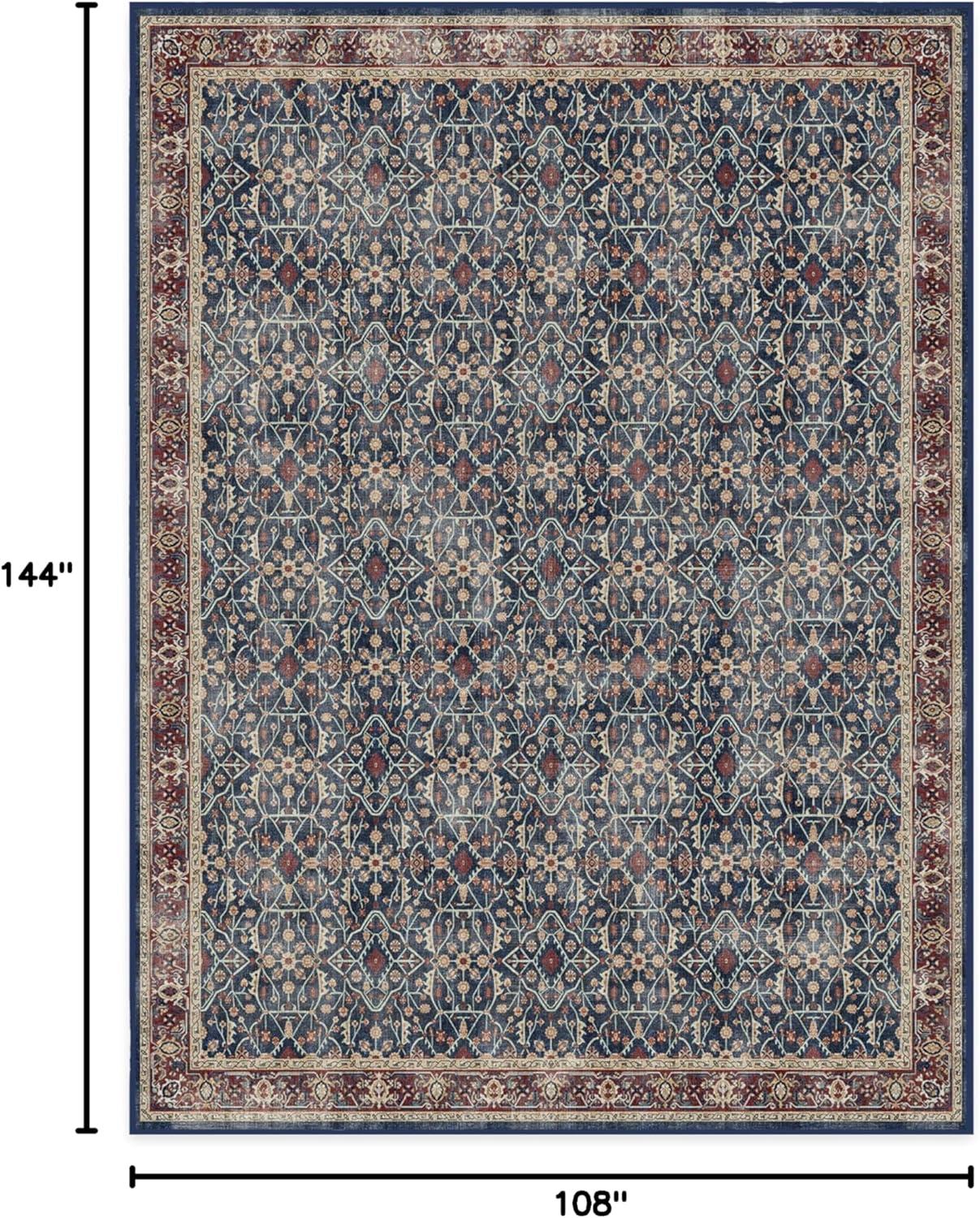 imageRUGGABLE Washable Vintage Area Rug Celestine Coral 3x5 StainResistant NonSlip Small Machine Washable Rugs for Living Room Bedroom Hallway Entryway ampamp Officewith Standard PadSapphire Standard Pad