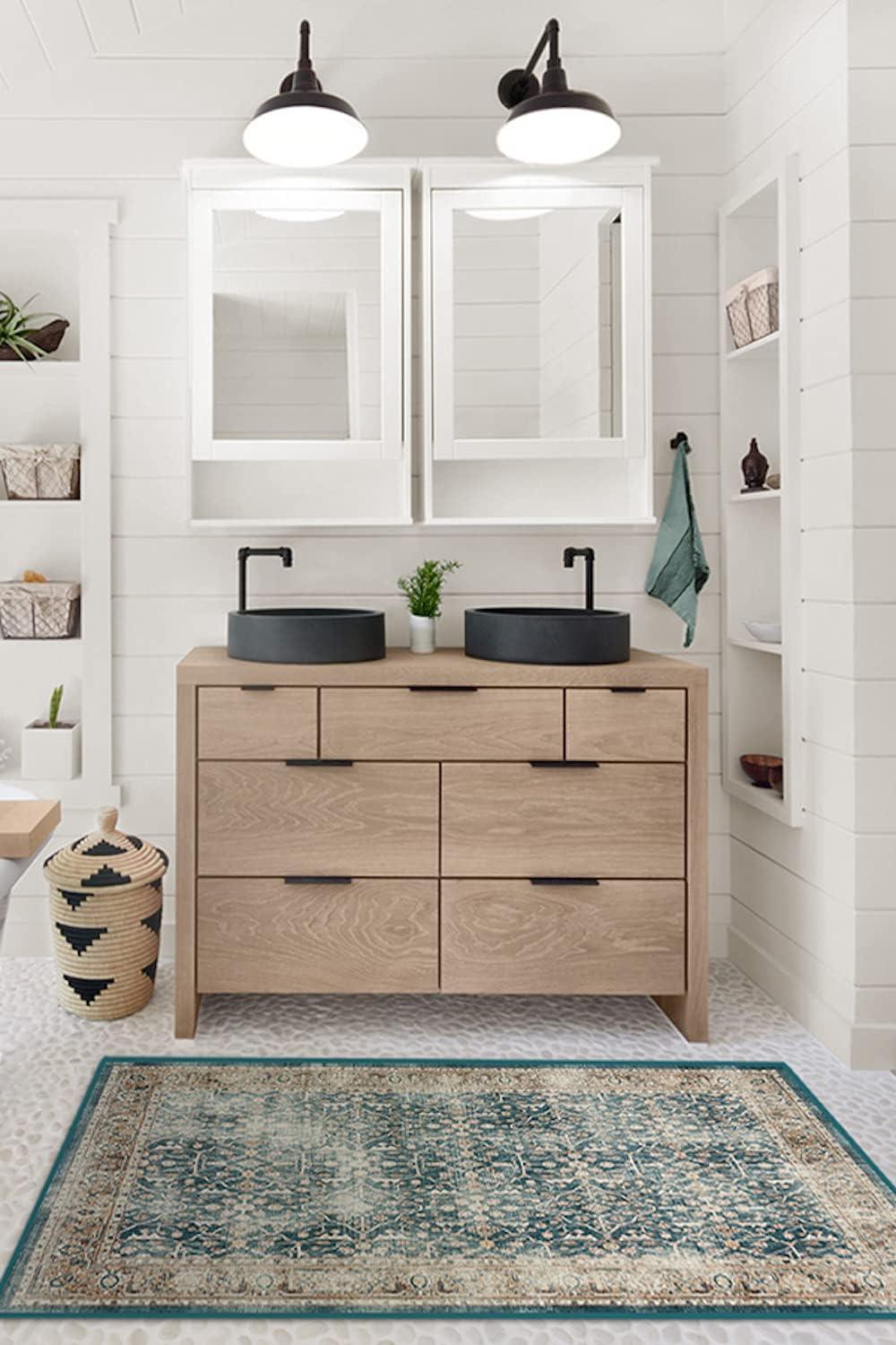 imageRUGGABLE Washable Vintage Area Rug  Celestine Coral 3x5 StainResistant NonSlip  Small Machine Washable Rugs for Living Room Bedroom Hallway Entryway ampamp Officewith Standard PadTeal Blue  Standard Pad