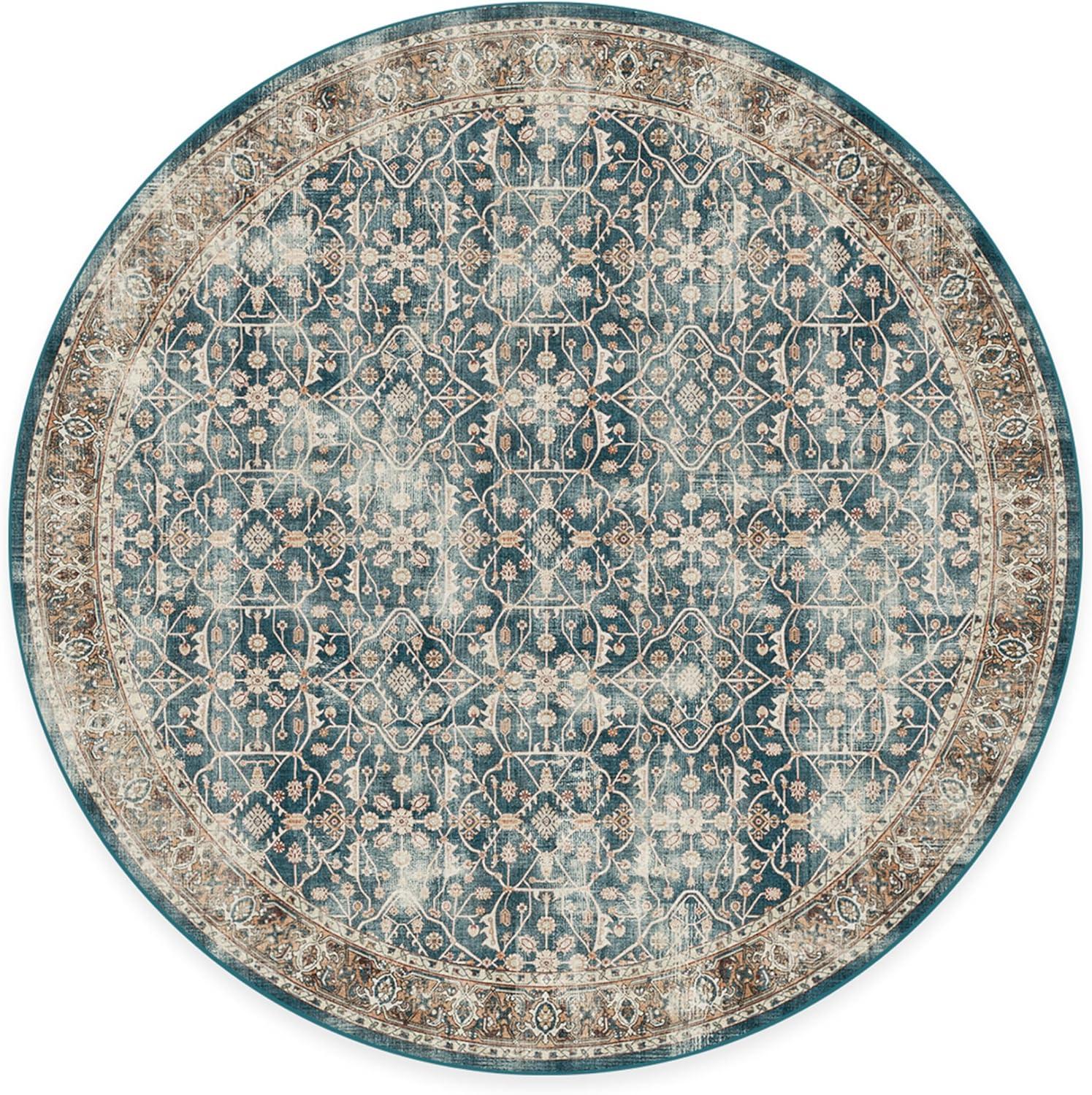 imageRUGGABLE Washable Vintage Area Rug  Celestine Coral 3x5 StainResistant NonSlip  Small Machine Washable Rugs for Living Room Bedroom Hallway Entryway ampamp Officewith Standard PadTeal Blue  Standard Pad
