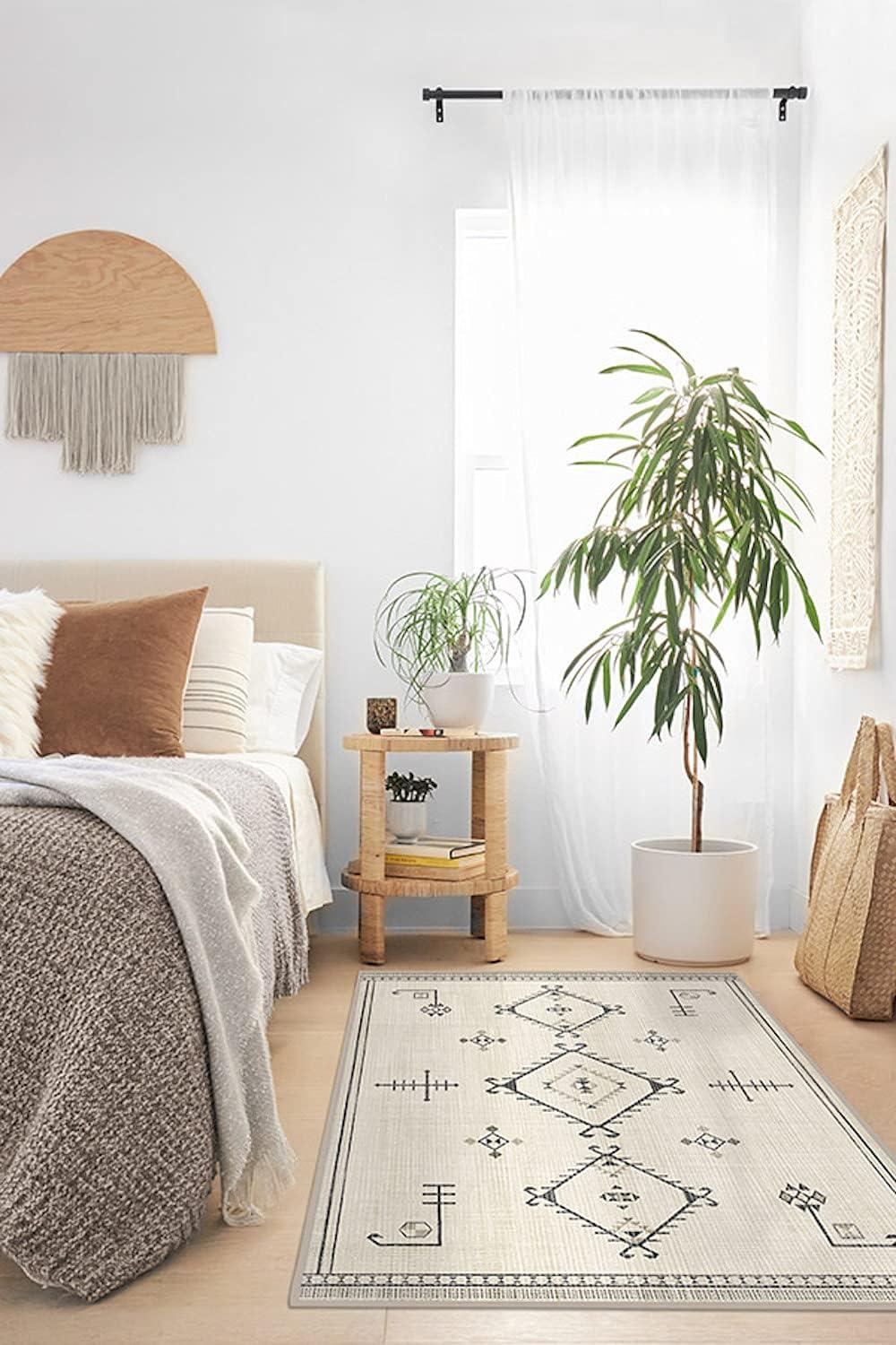 imageRUGGABLE Washable Vintage Area Rug Damali Black ampamp White 3x5 StainResistant NonSlip Small Machine Washable Rugs for Living Room Bedroom Hallway Entryway ampamp Officewith Standard PadBlack White Standard Pad