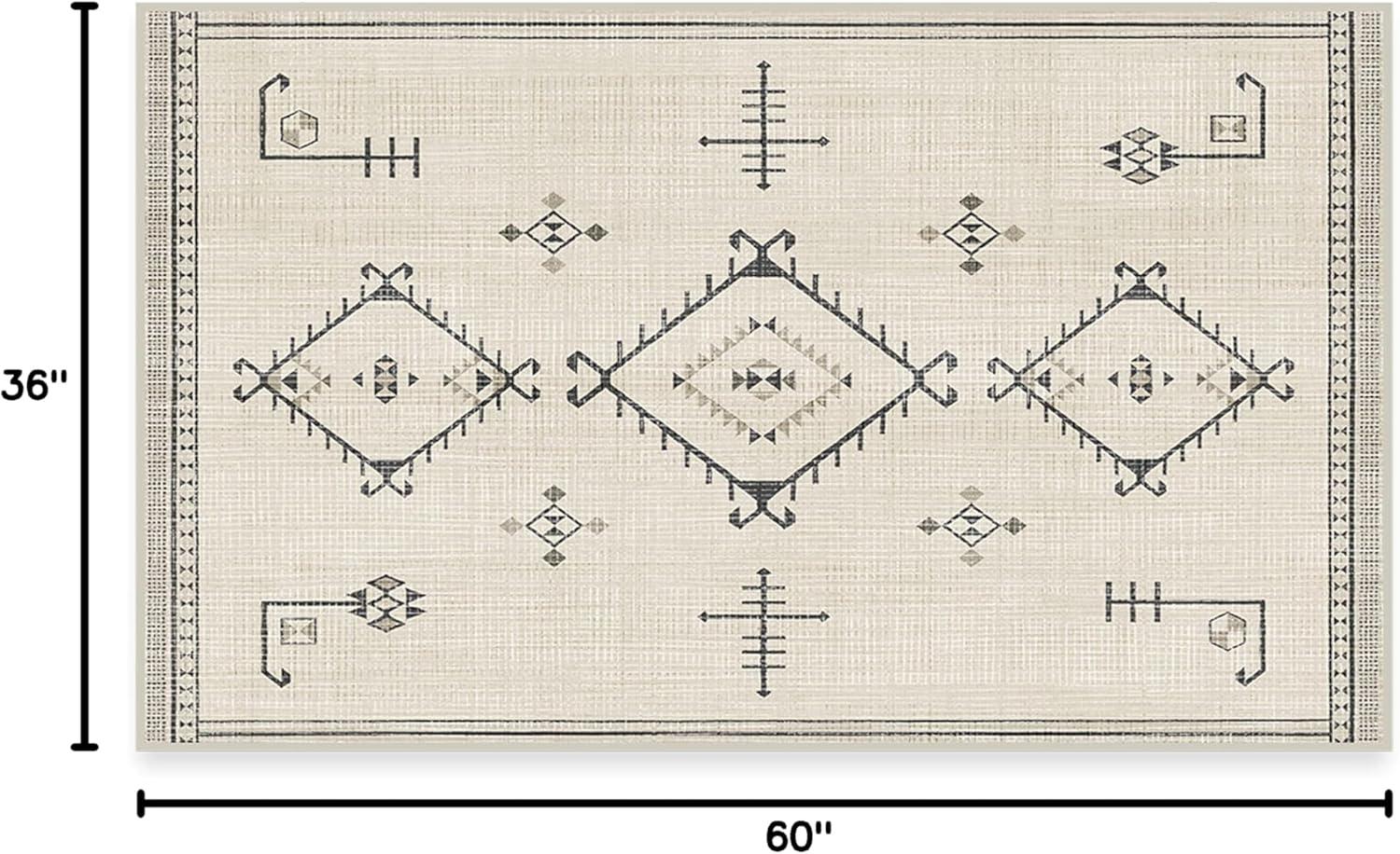 imageRUGGABLE Washable Vintage Area Rug Damali Black ampamp White 3x5 StainResistant NonSlip Small Machine Washable Rugs for Living Room Bedroom Hallway Entryway ampamp Officewith Standard PadBlack White Standard Pad