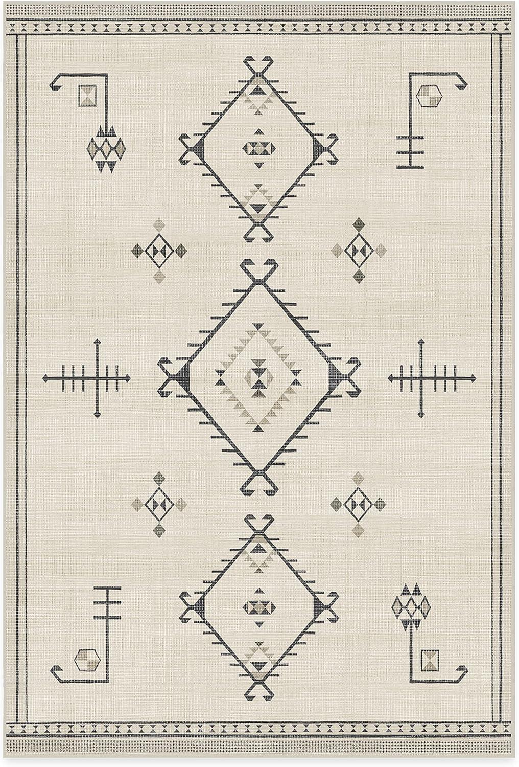 imageRUGGABLE Washable Vintage Area Rug Damali Black ampamp White 3x5 StainResistant NonSlip Small Machine Washable Rugs for Living Room Bedroom Hallway Entryway ampamp Officewith Standard PadBlack White Cushioned Pad