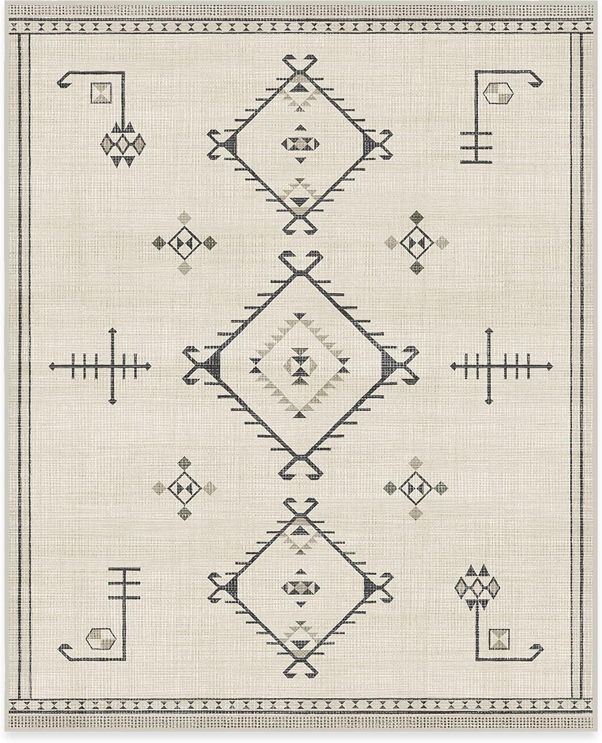 imageRUGGABLE Washable Vintage Area Rug Damali Black ampamp White 3x5 StainResistant NonSlip Small Machine Washable Rugs for Living Room Bedroom Hallway Entryway ampamp Officewith Standard PadBlack White Cushioned Pad