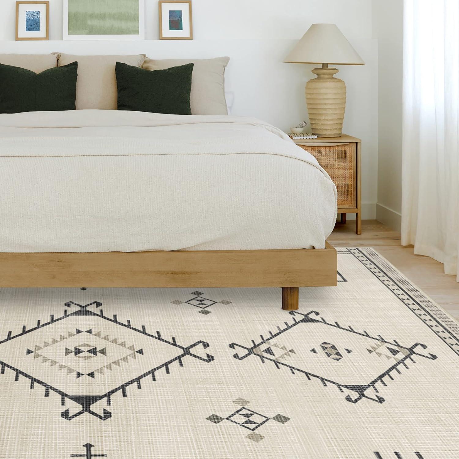 imageRUGGABLE Washable Vintage Area Rug Damali Black ampamp White 3x5 StainResistant NonSlip Small Machine Washable Rugs for Living Room Bedroom Hallway Entryway ampamp Officewith Standard PadBlack White Standard Pad