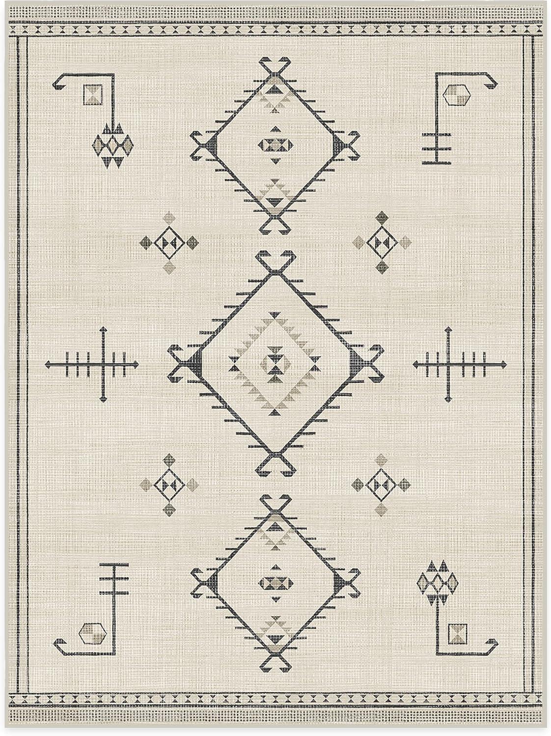 imageRUGGABLE Washable Vintage Area Rug Damali Black ampamp White 3x5 StainResistant NonSlip Small Machine Washable Rugs for Living Room Bedroom Hallway Entryway ampamp Officewith Standard PadBlack White Cushioned Pad